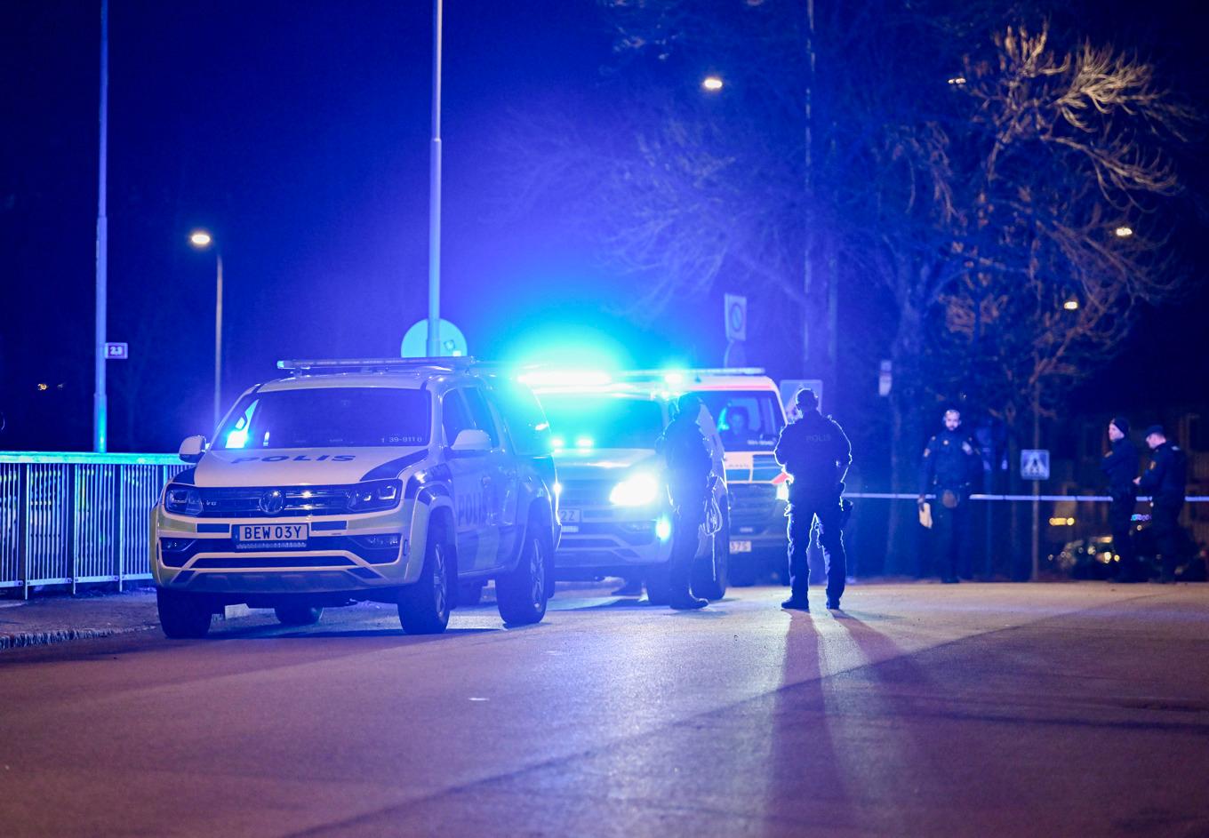 Två tonårspojkar skadades i skjutningen, varav en avled senare. Foto: Oscar Olsson/TT