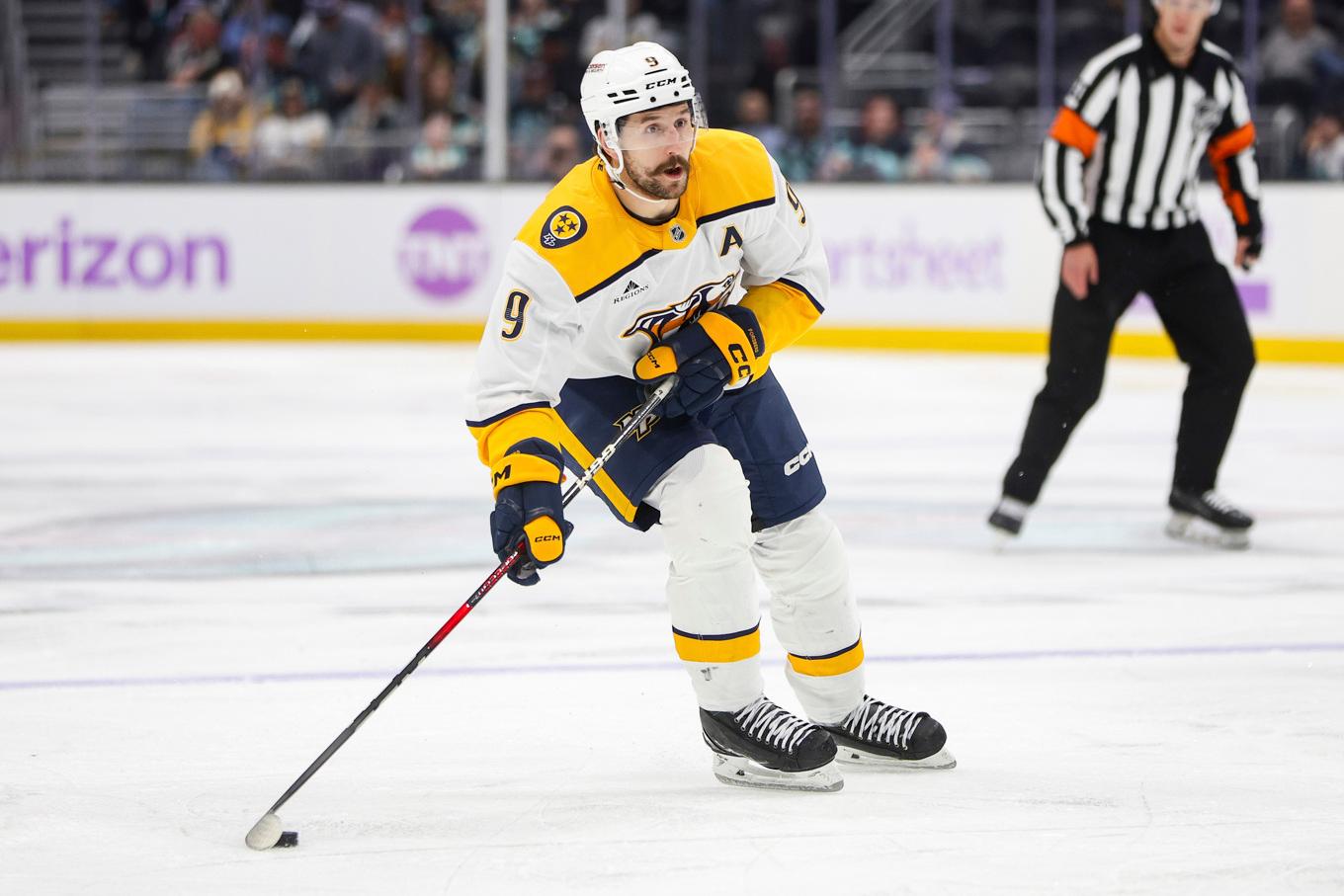 Nashvilles svenska forward Filip Forsberg stod för två mål mot Seattle. Foto: Rio Giancarlo/TT/AP