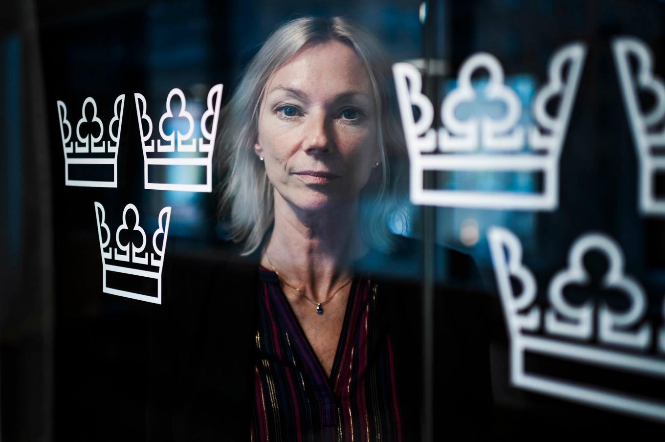 Riksgälden meddelar att februari gav ett oväntat plus i statskassan. På bilden riksgäldsdirektör Karolina Ekholm. Arkivbild. Foto: Stina Stjernkvist/SvD/TT