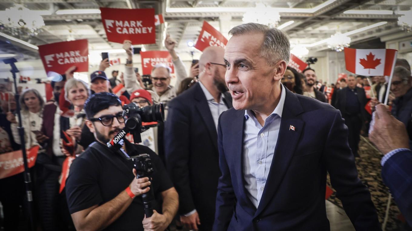 Mark Carney, som var favorittippad till premiärministerposten i Kanada, under ett kampanjmöte i Calgary i veckan. Foto: Jeff McIntosh/AP/TT.