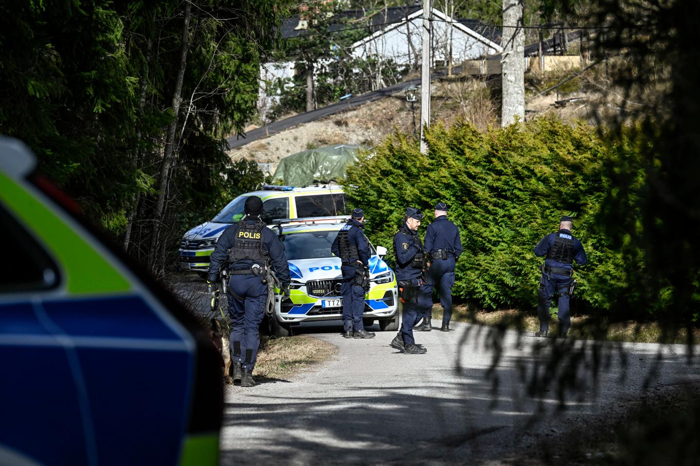 Polis på plats i Tyresö. Foto: TT