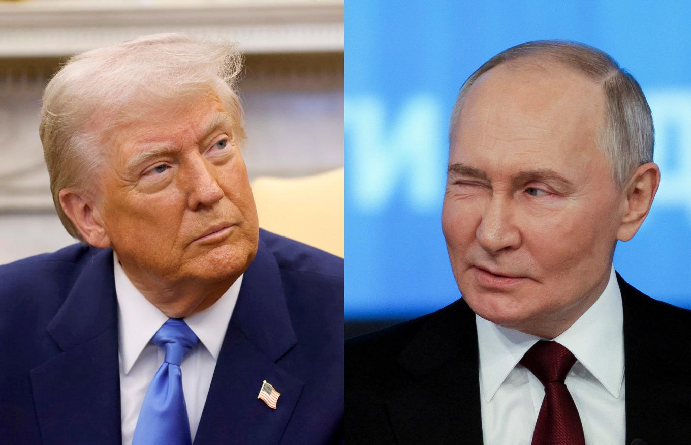 Montage på USA:s president Donald Trump och Rysslands president Vladimir Putin. Foto: AP/TT