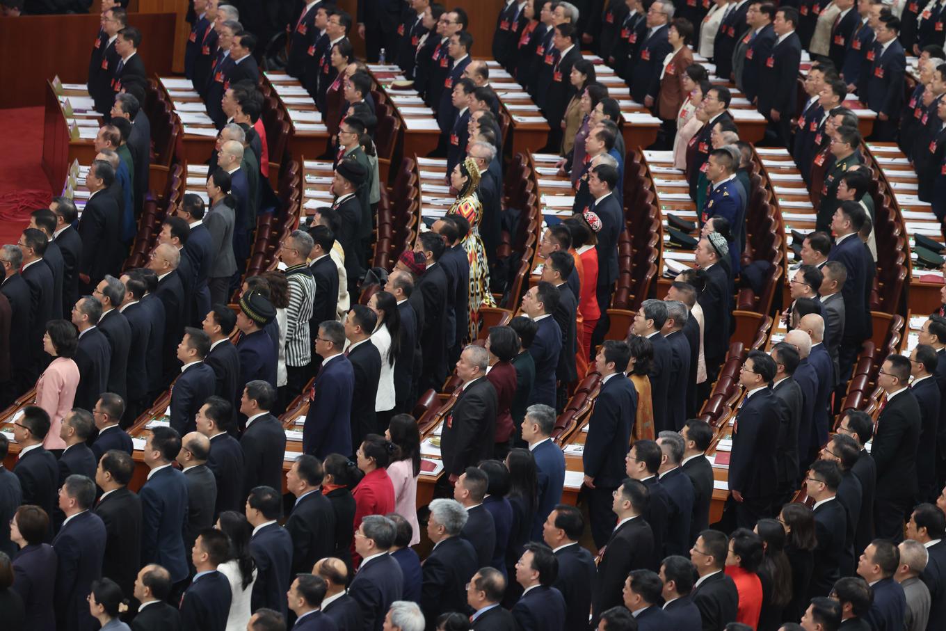 Inledningen av Nationella folkkongressens session i Peking, den 5 mars. Den andra ”sessionen” är med Kinesiska folkets politiskt rådgivande konferens. Foto: Lintao Zhang/Getty Images)