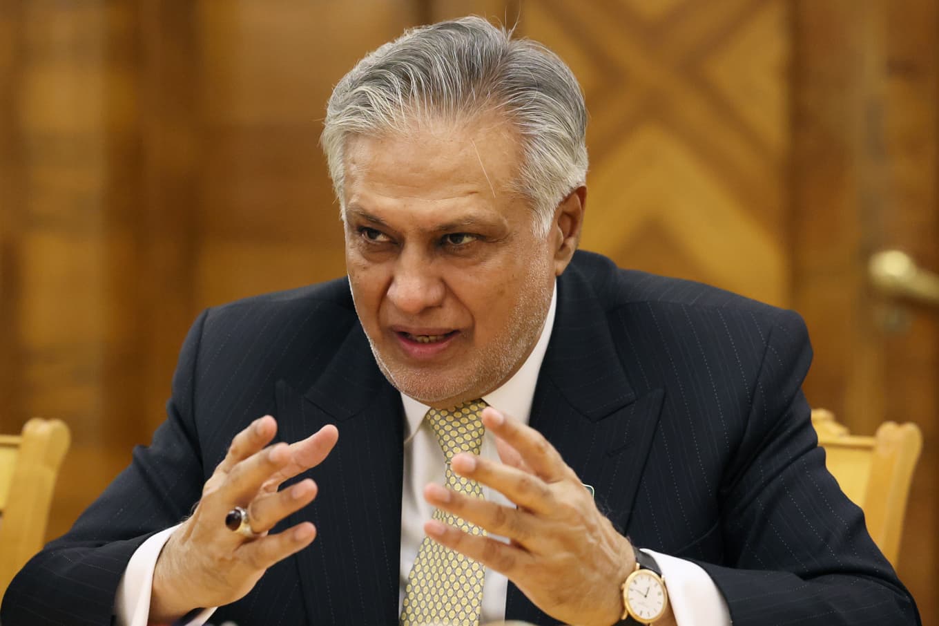 Pakistans utrikesminister Ishaq Dar. Arkivbild. Foto: Shamil Zhumatov AP/TT