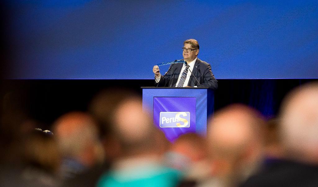 
Timo Soini på den gångna helgens partikongress. Foto: Mikko Vähäniitty/Lehtikuva/AP                                            