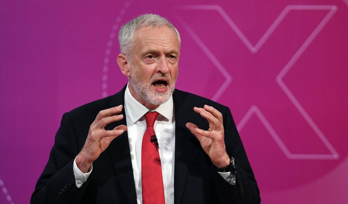 Ledaren för socialdemokratiska Labour deltar i BBC:s tv-sänd frågestund den 2 juni 2017 i York, England. Foto: Stefan Rousseau - WPA Pool/Getty Images.