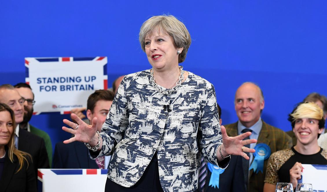 Premiärminister Theresa May kampanjar. Foto: Chris J Ratcliffe/Getty Images