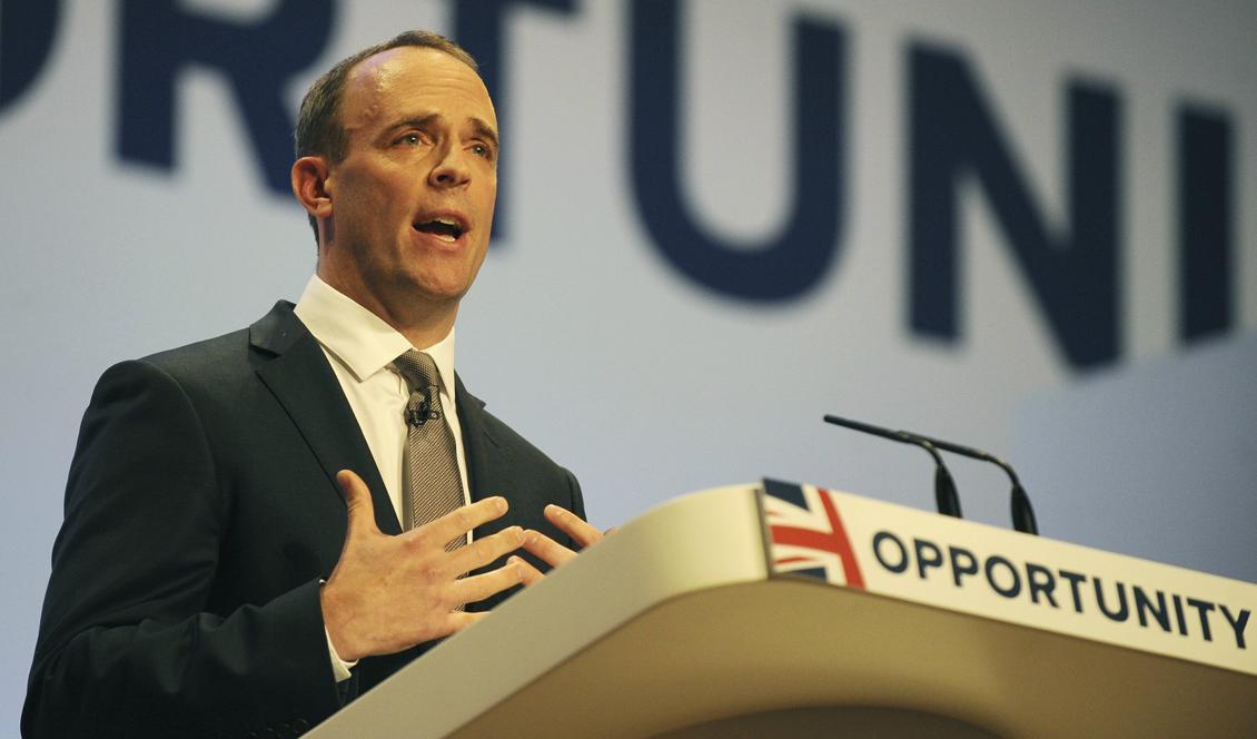 Storbritanniens brexitminister Dominic Raab. Foto: Storbritanniens brexitminister Dominic Raab. Arkivfoto/TT-arkivbild