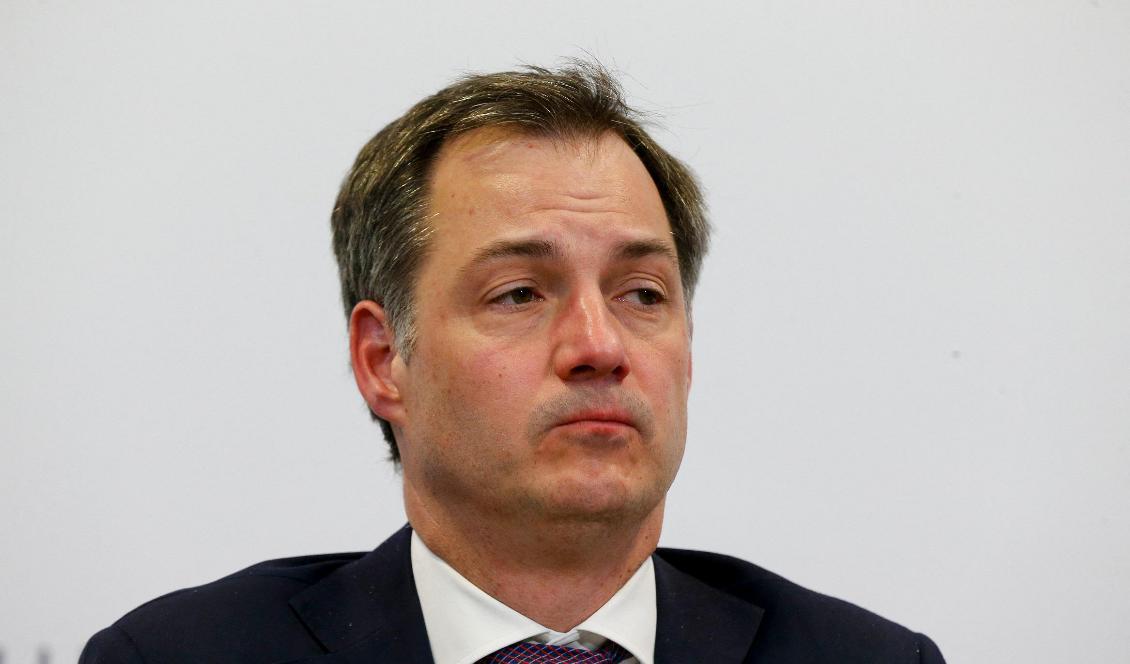 
Belgiens premiärminister Alexander De Croo under en presskonferens den 18 mars 2022 i Bryssel. Foto: Nicolas Maeterlinck/Belga Mag/AFP via Getty Images                                            