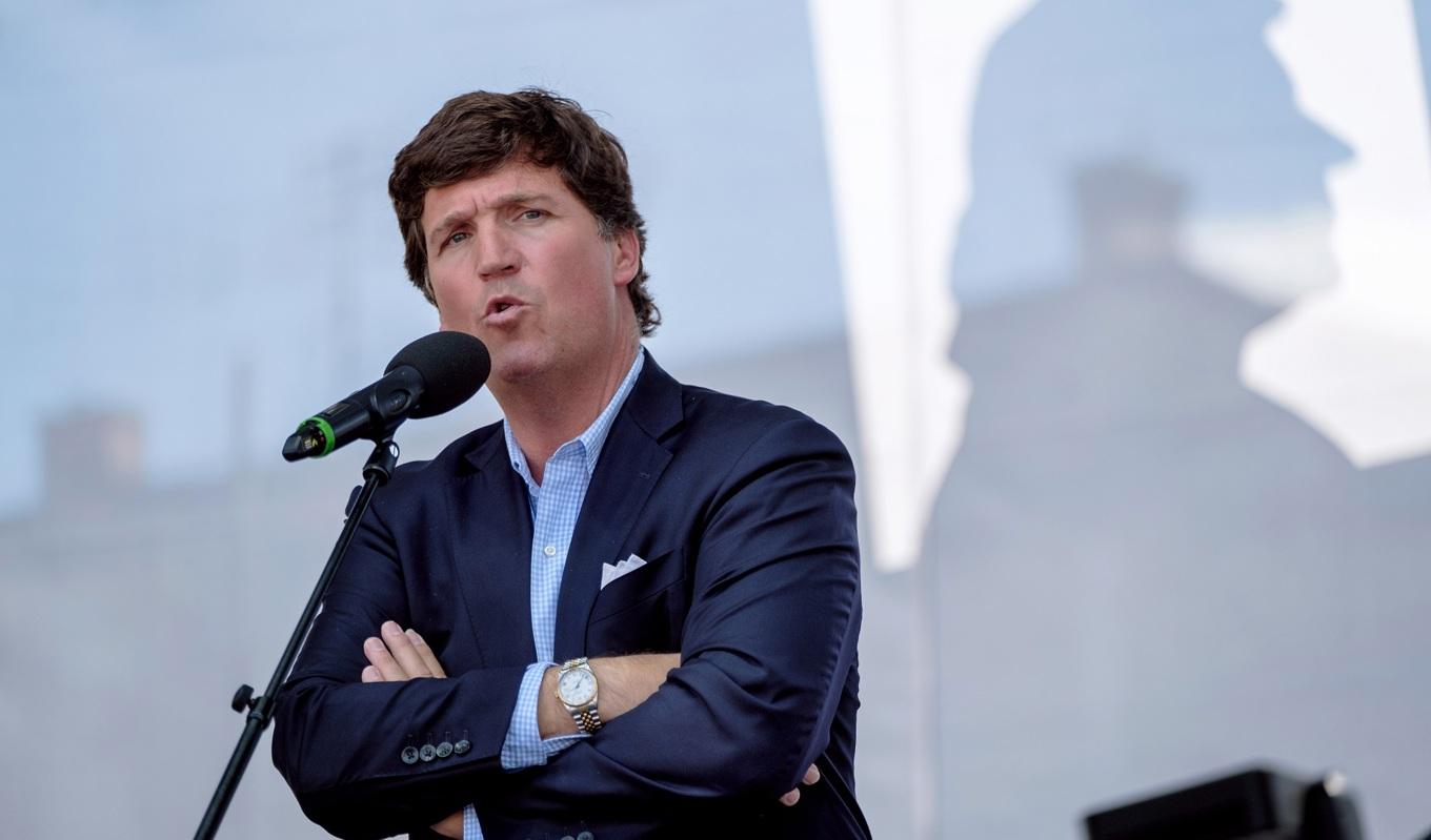 Tucker Carlson håller ett tal i Esztergom i Ungern den 7 augusti 2021. Foto: Janos Kummer/Getty Images