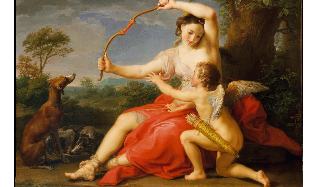 ”Diana och Amor”, oljemålning på duk från 1761 av den italienske konstnären Pompeo Batoni. Metropolitan Museum of Art i New York. Foto: Public Domain