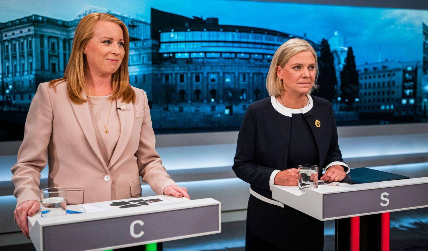 Annie Lööf (C) och Magdalena Andersson (S) är exempel på partiledare som tagit så pass stor plats att det bakomliggande partiet hamnat i skymundan. Foto: Jonathan Nackstrand/AFP via Getty Images