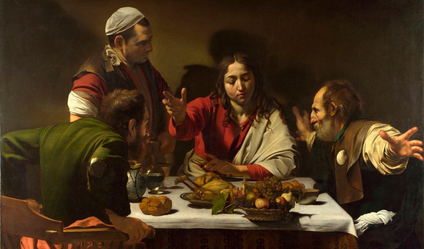 Förmågan till det konstnärligt högtstående tycks gå hand i hand med att göra ljuset rättvisa. Kvällsmåltid, målning av Caravaggio (1571–1610). Foto: Public Domain