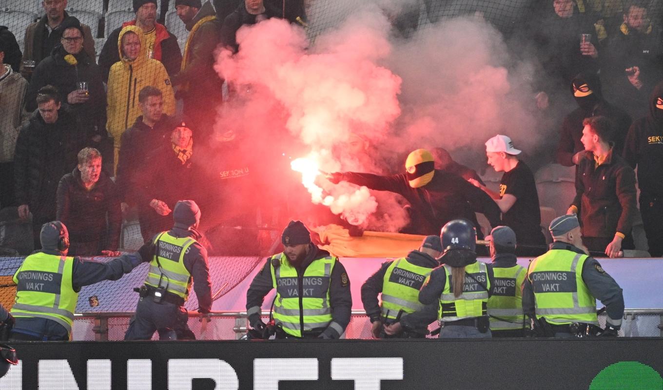 Elfsborgs fans under matchen i allsvenskans sista omgång mellan Malmö FF och IF Elfsborg på Eleda Stadion. Foto: Johan Nilsson/TT