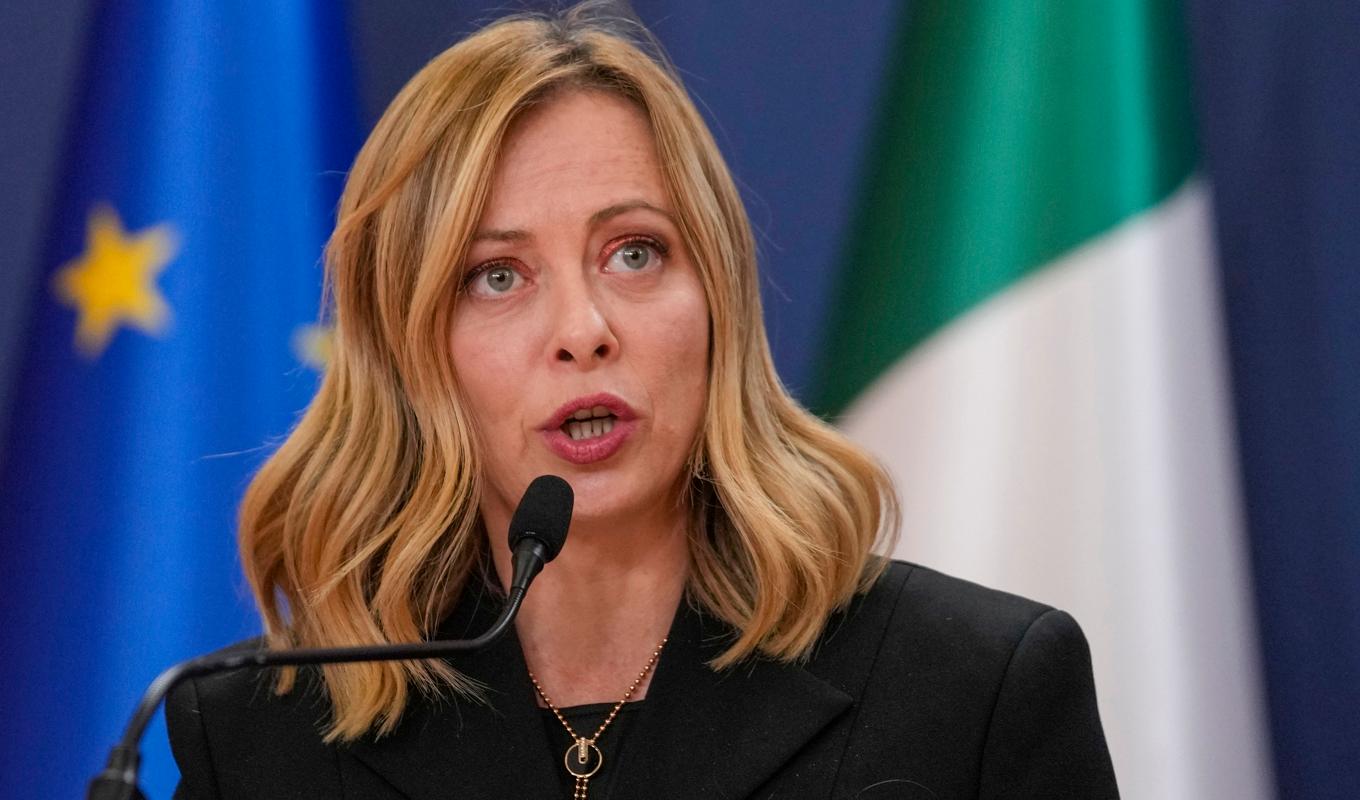 Italien, med premiärminister Giorgia Meloni, avbryter medverkan i Kinas Nya sidenvägen. Arkivbild Foto: Darko Vojinovic AP/TT