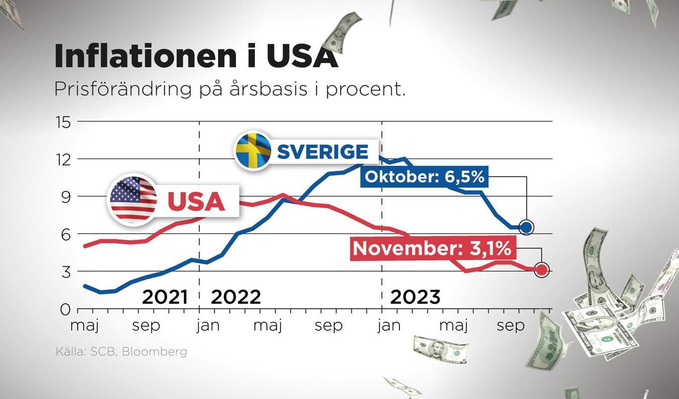 Inflationen i USA sjönk till 3,1 procent i november. Foto: Johan Hallnäs/TT