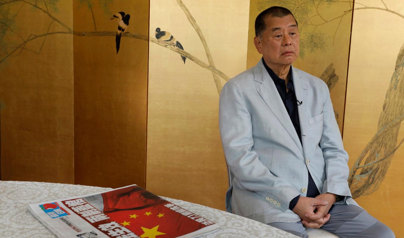 Den fängslade demokratiaktivisten och publicisten Jimmy Lai, fotograferad i Hongkong 2020. Arkivbild. Foto: Vincent Yu/AP/TT