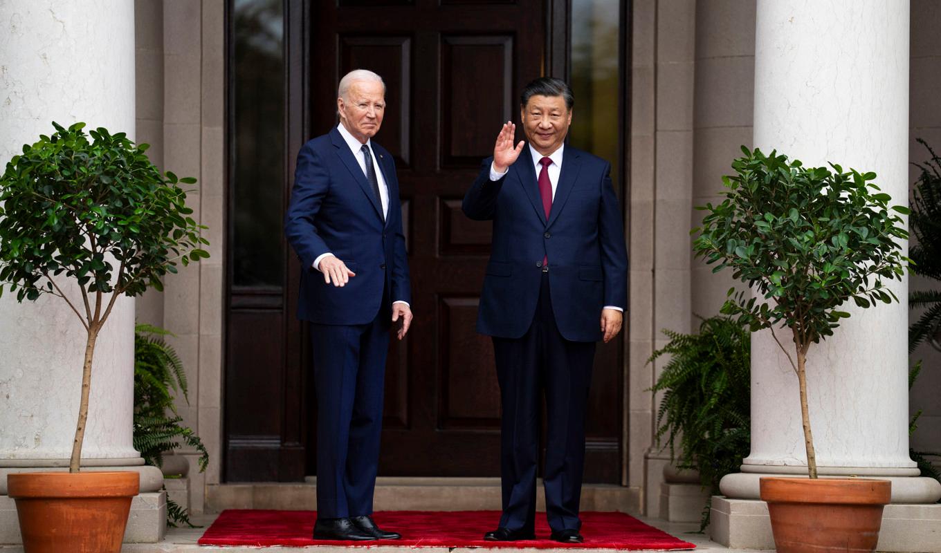 Joe Biden och Xi Jinping vid mötet i Kalifornien i november. Arkivbild. Foto: Doug Mills/AP/TT