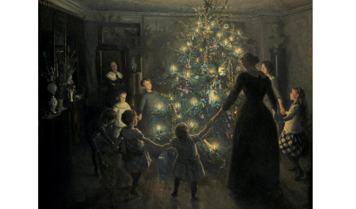 God Jul, målning från 1891 av Viggo Johansen, som ingick i konstnärsgruppen Skagenmålarna. Foto: Public Domain