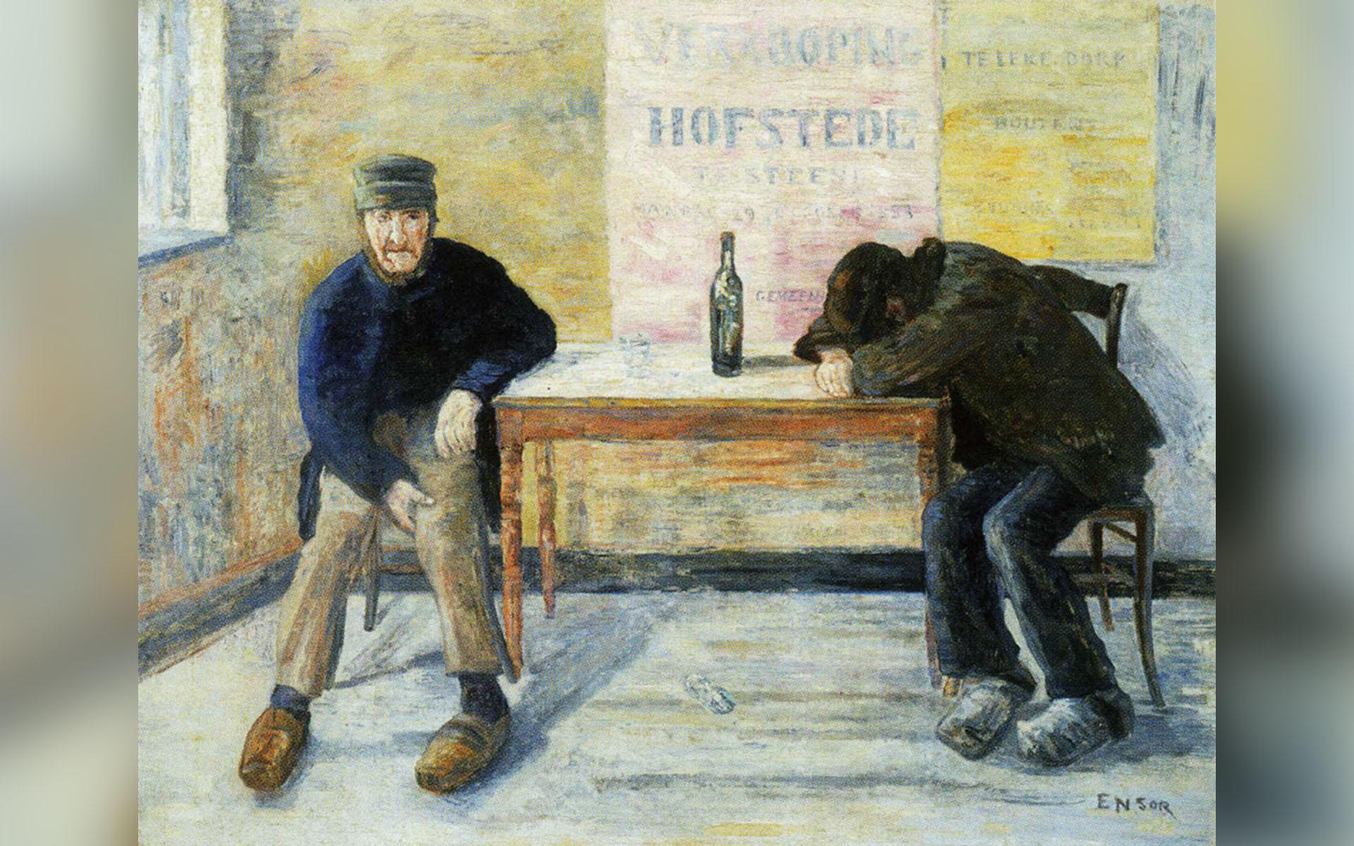 Att aldrig komma till ro – och just därför sluta som en spillra, slagen och tom. De berusade, målning av James Ensor (1860-1949). Foto: Public Domain