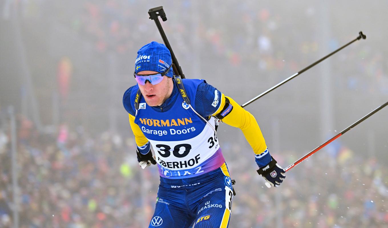 Sebastian Samuelsson hade chansen föra Sverige till en tredjeplats i dagens stafett, men sköt bort sig. Foto: Martin Schutt/AP/TT