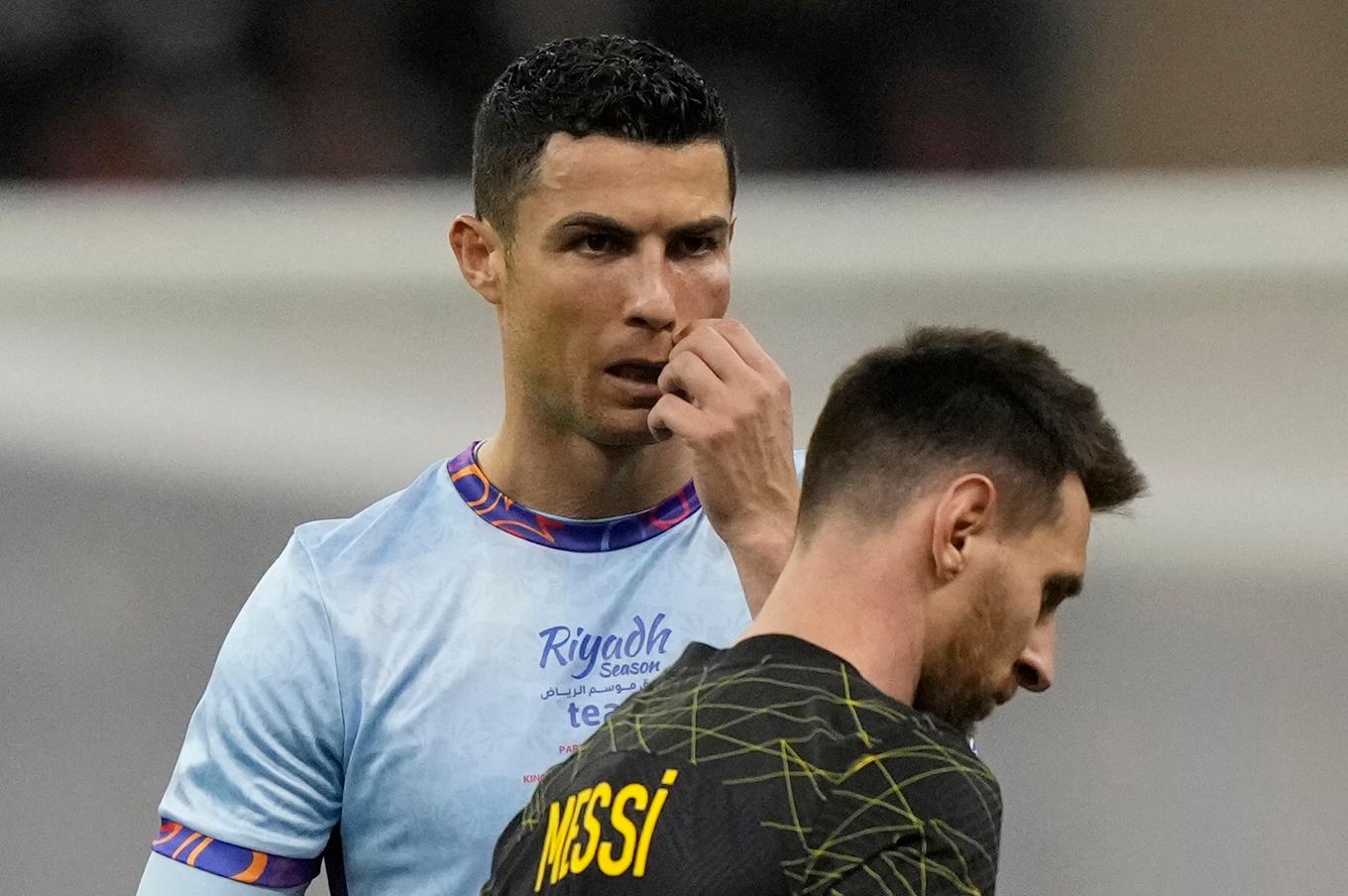 Cristiano Ronaldo och Lionel Messi möttes även i en träningsmatch i fjol. Arkivbild. Foto: Hussein Malla/AP/TT