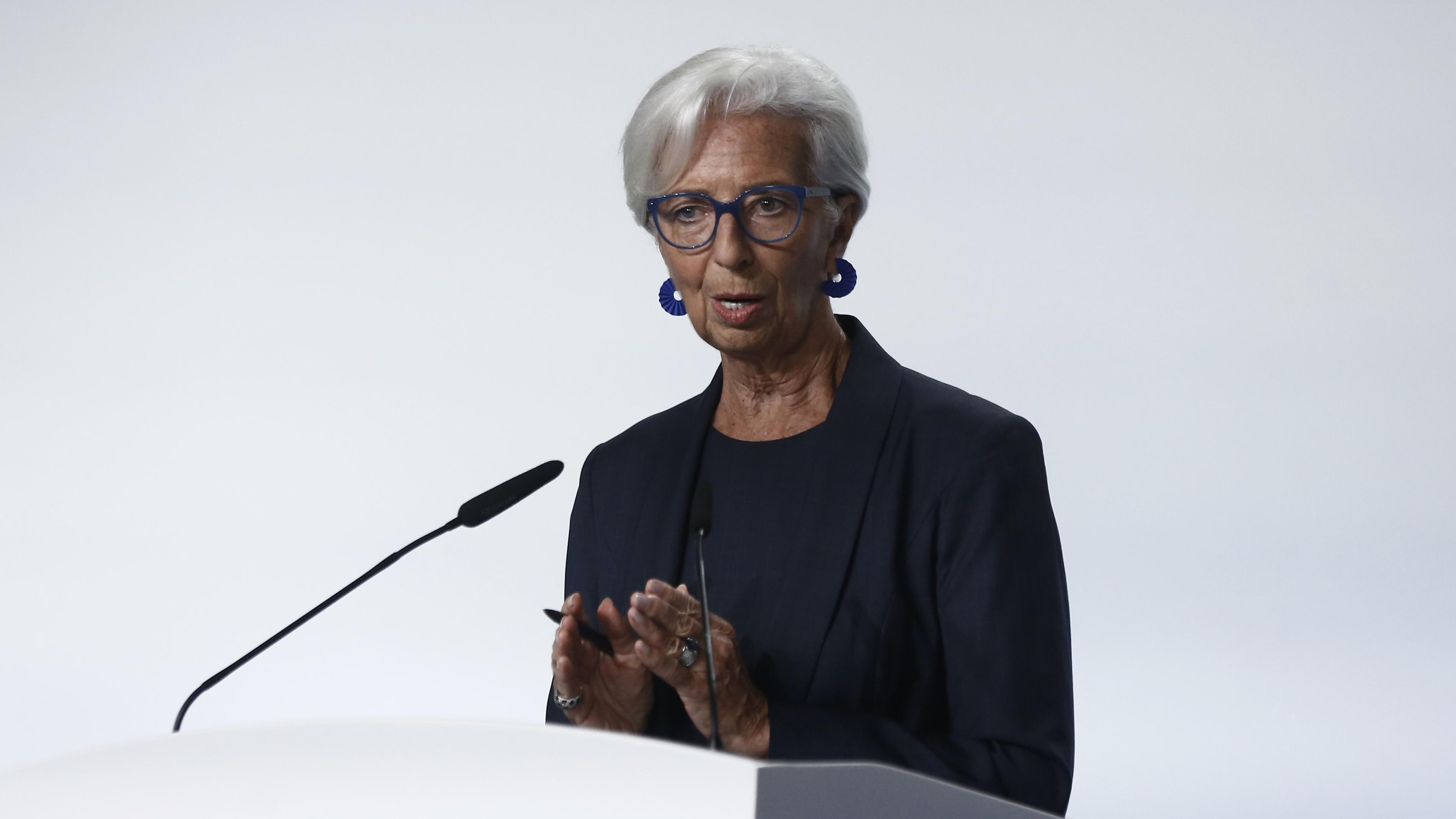 Räntebesked från ECB, med chefen Christine Lagarde. Arkivbild. Foto: AP/TT