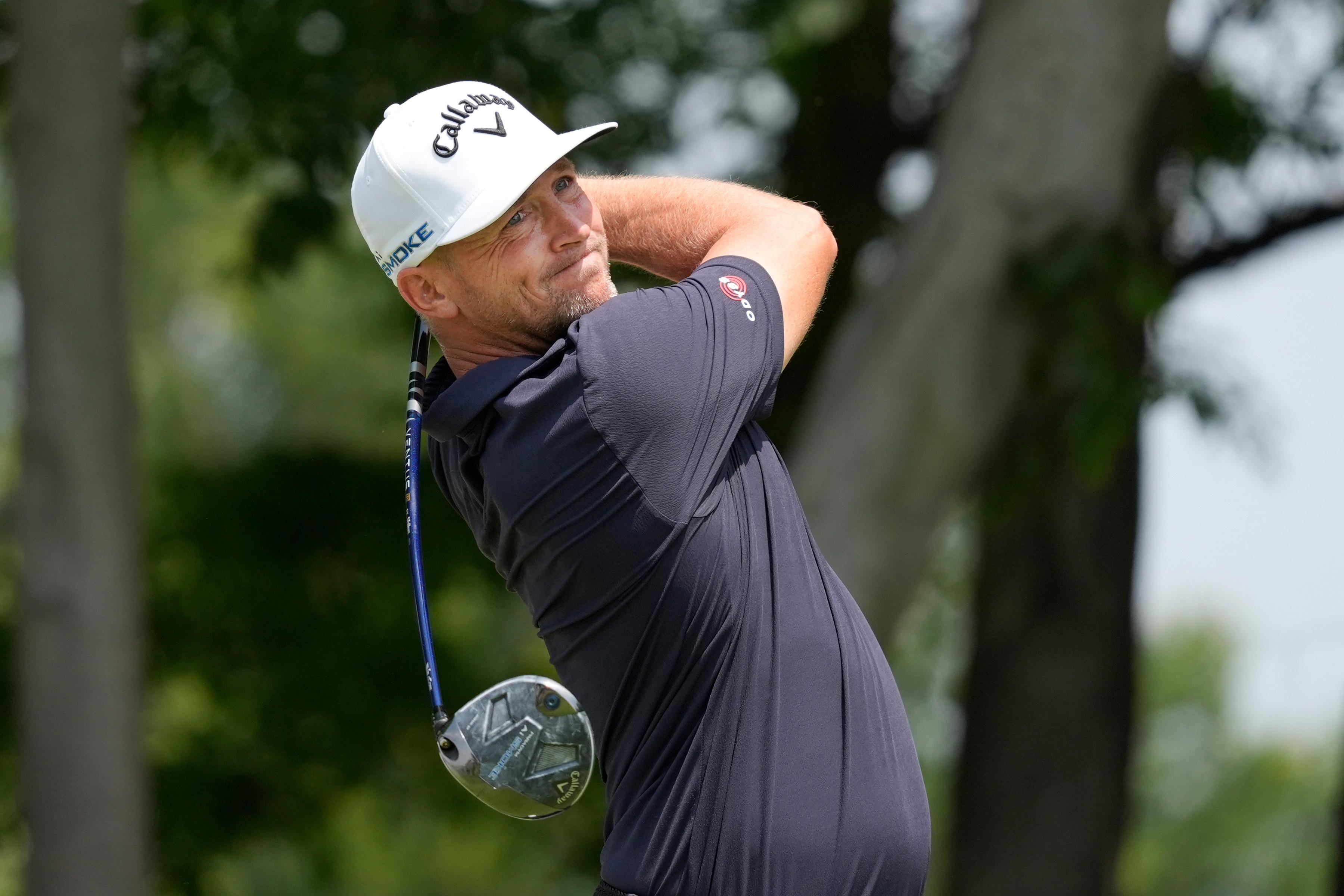 Alex Norén under sista rundan i PGA-tourtävlingen i Texas. Foto: LM Otero/AP/TT