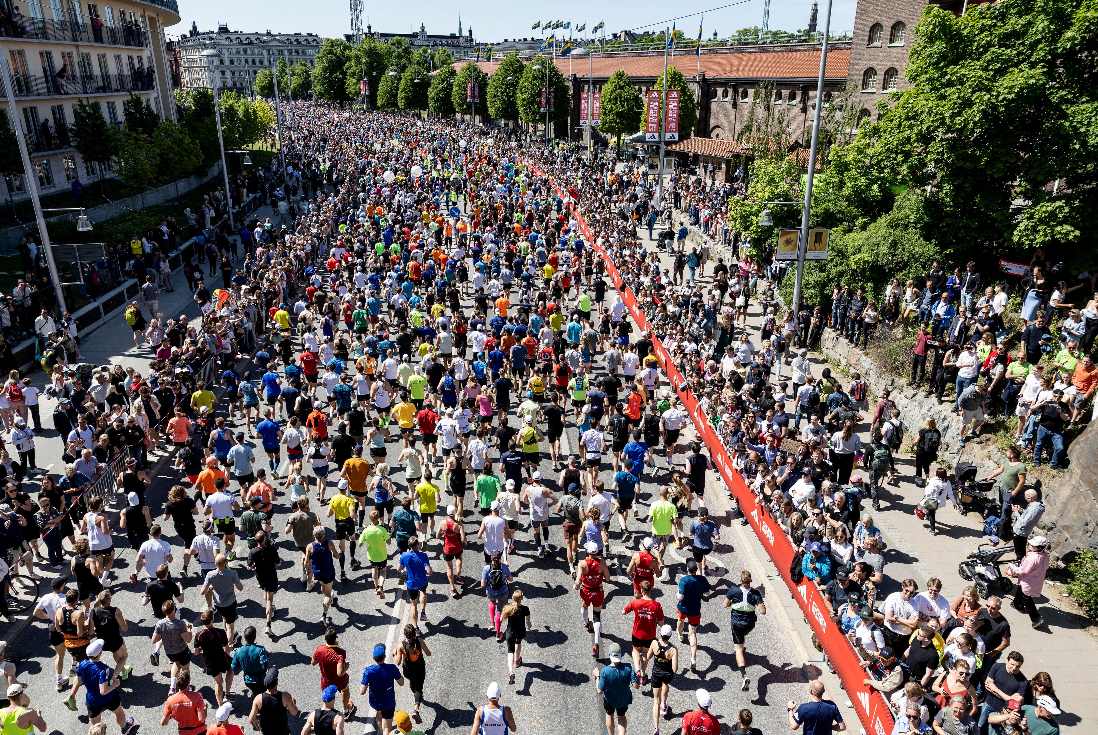 Starten går på Lidingövägen inför Stockholm Marathon 2023. Foto: Christine Olsson/TT