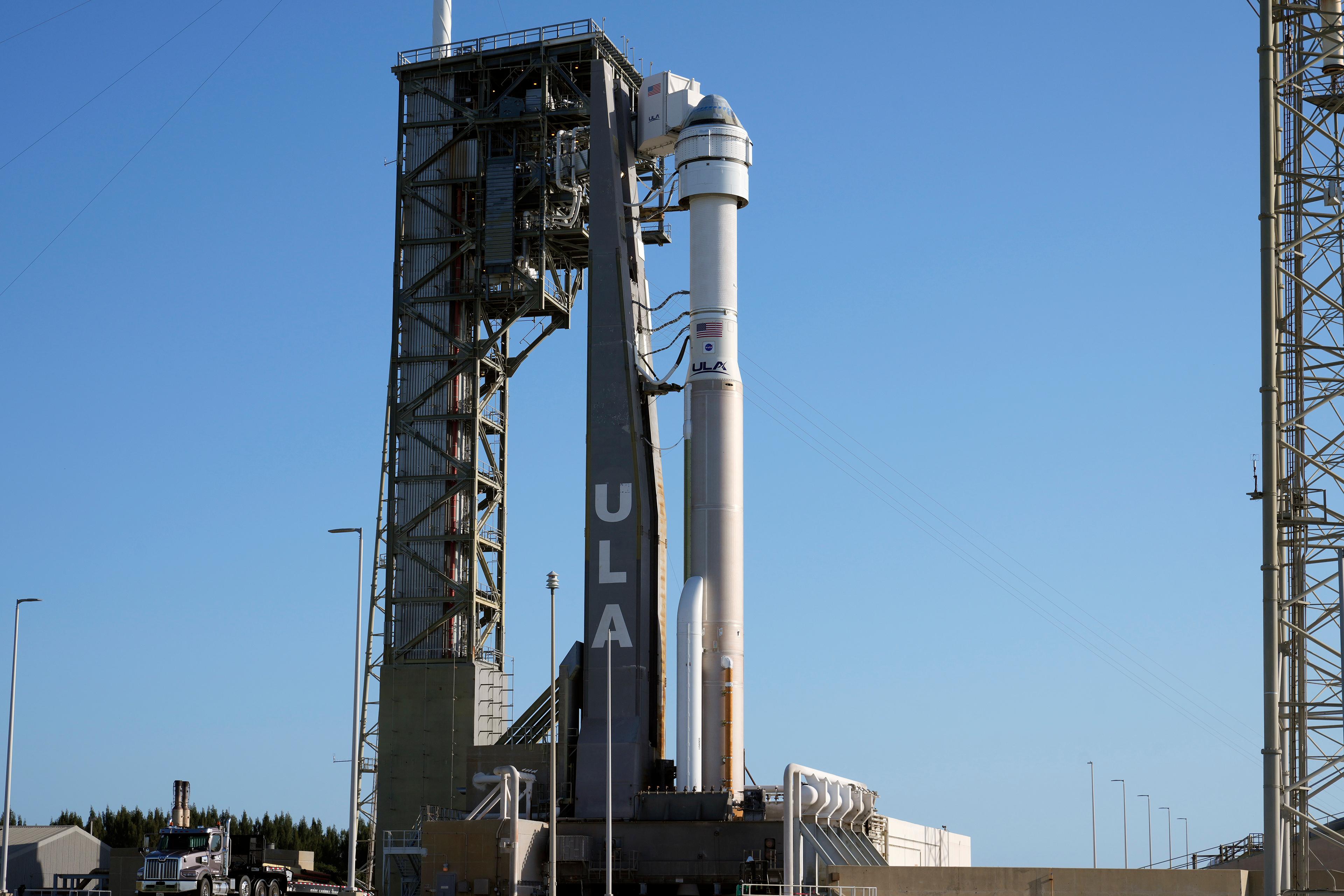 Boeings rymdfarkost Starliner och raketen Atlas V. Arkivbild. Foto: Chris O'Meara/AP/TT