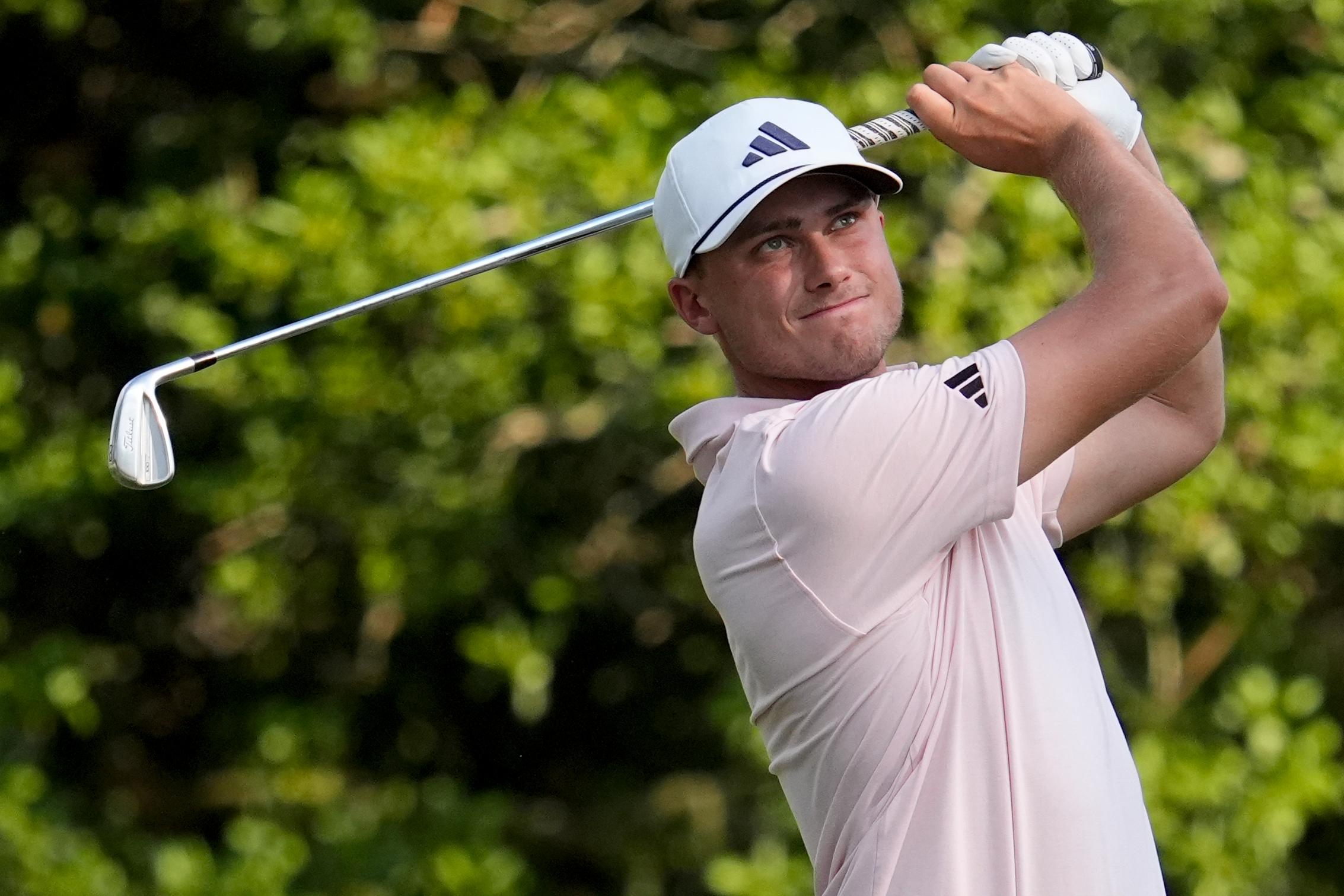 Svenska Ludvig Åberg leder i US Open i North Carolina efter två rundor. Foto: George Walker IV/AP/TT