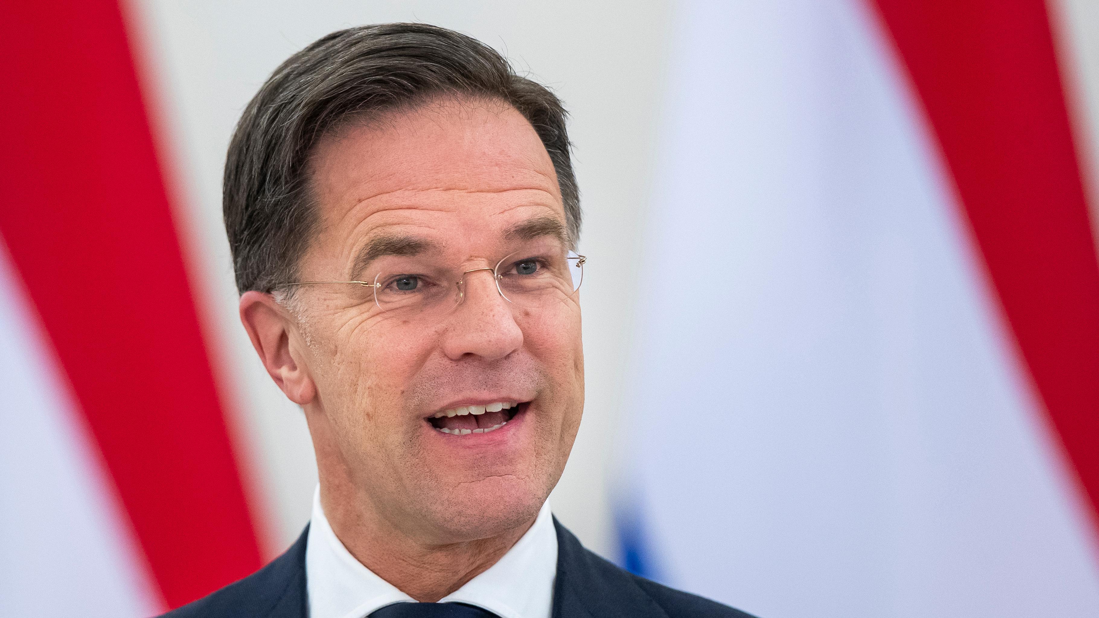 Mark Rutte under ett besök i Litauens huvudstad Vilnius i april. Foto: Mindaugas Kulbis/AP/TT