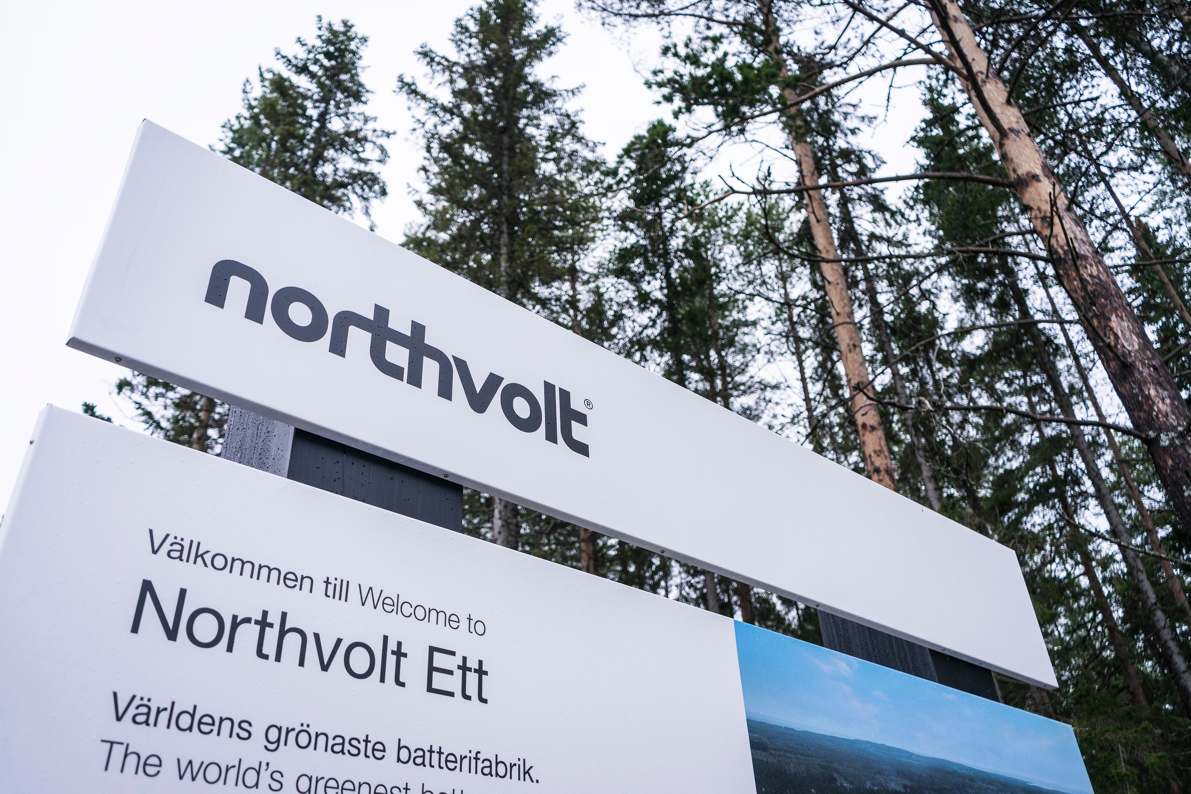 Skylt på Northvolts batterifabrik i Skellefteå. Arkivbild. Foto: Axel Hilleskog/SvD/TT