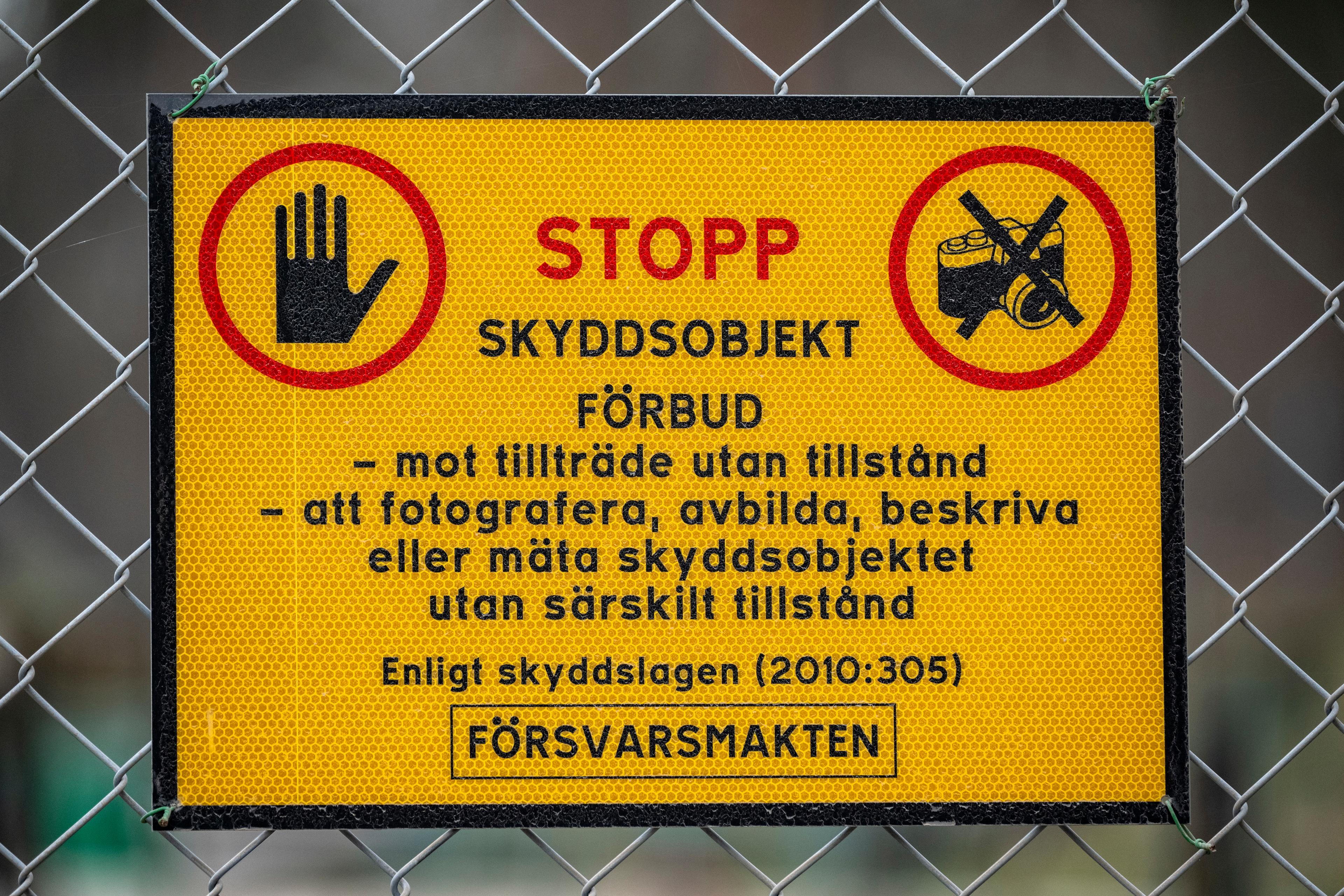 Skylt med information om skyddsobjekt. Arkivbild. Foto: Johan Nilsson/TT