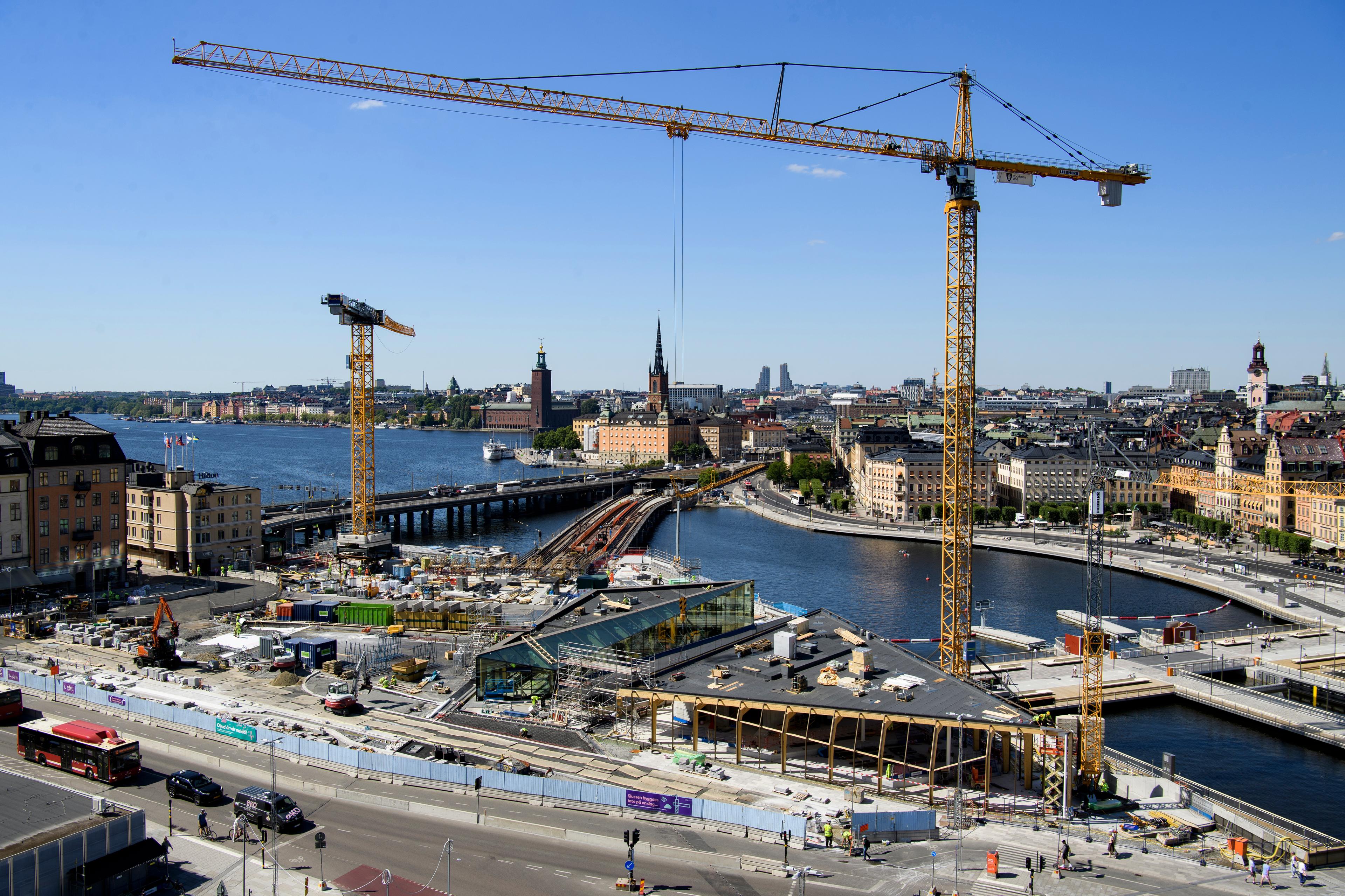 Den pågående ombyggnationen vid Slussen på Södermalm i centrala Stockholm. Arkivbild. Foto: Oscar Olsson/TT