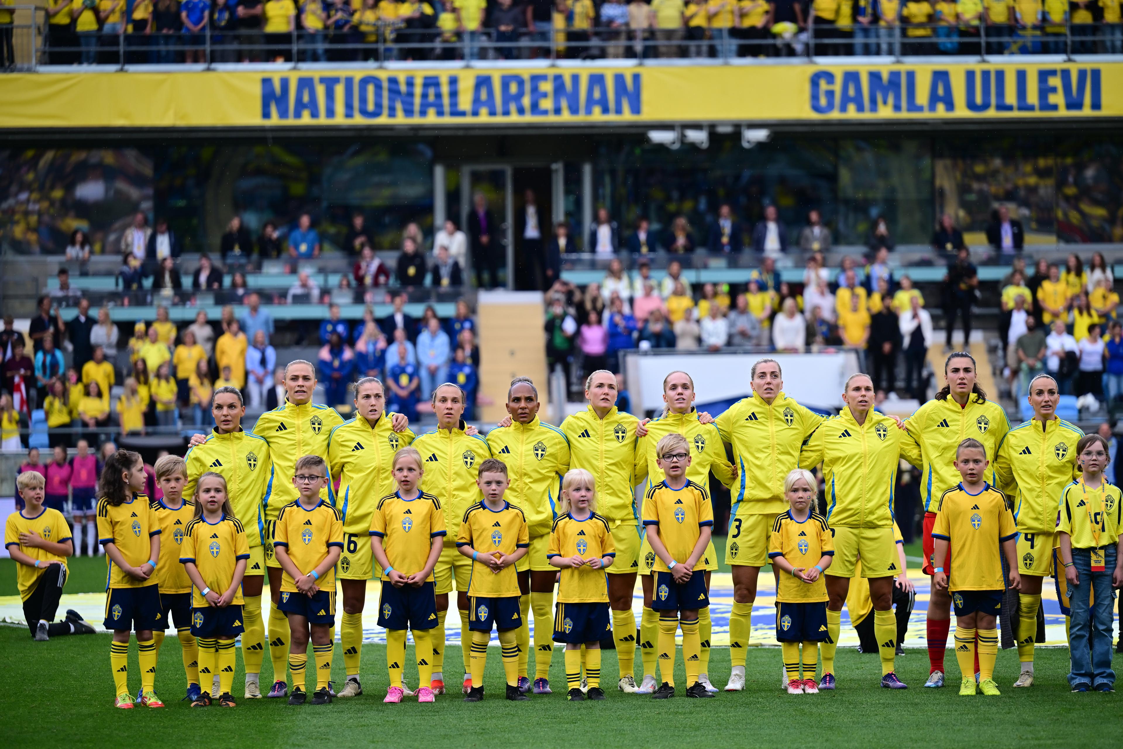 Det svenska damlandslaget i fotboll kan komma få spela EM på hemmaplan 2029. Sverige och Danmark planerar för en gemensam ansökan av mästerskapet. Arkivbild. Foto: Björn Larsson Rosvall/TT