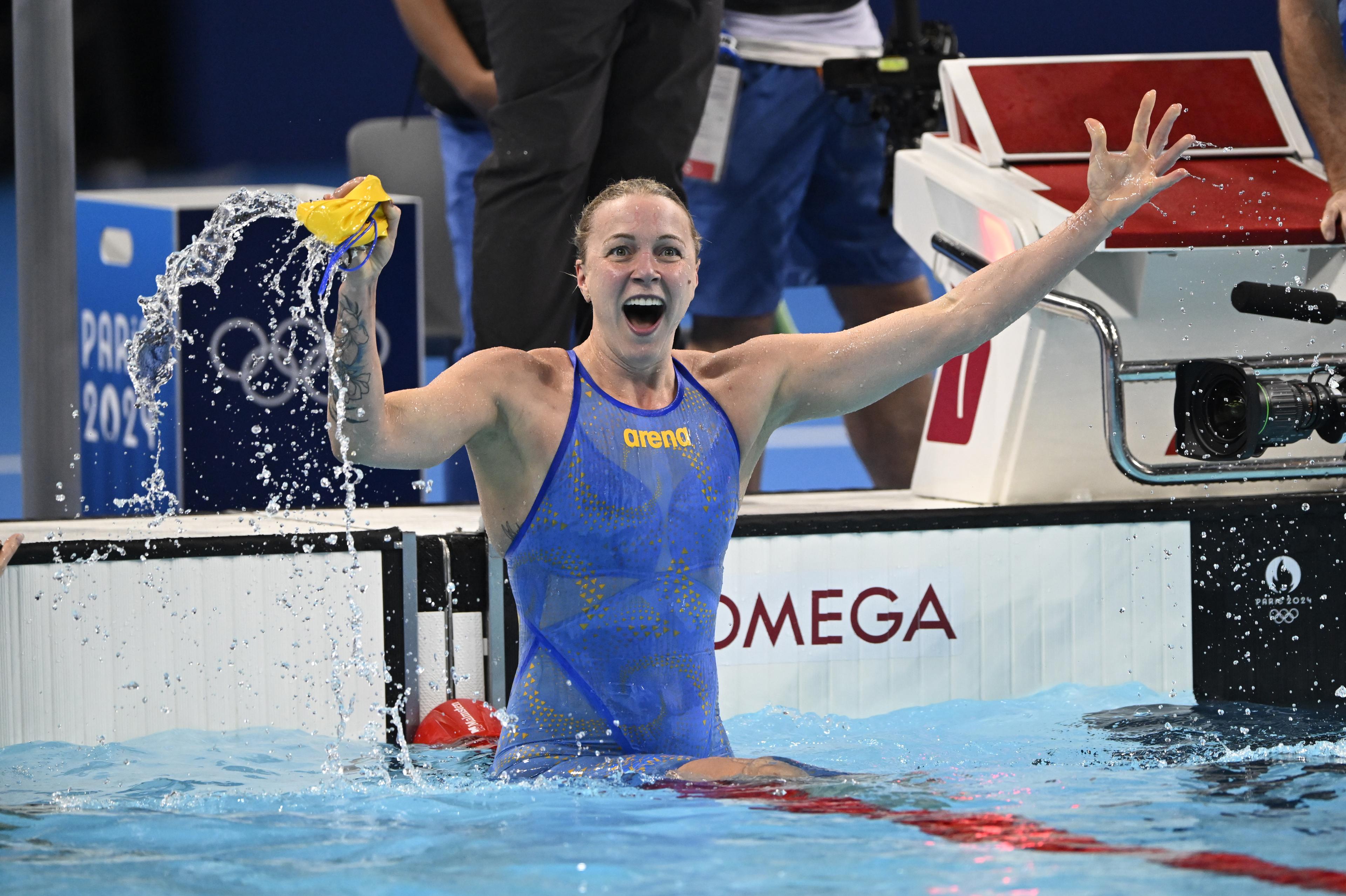 Sarah Sjöström vinner finalen på 100 m frisim under sommar-OS i Paris. Foto: Jessica Gow/TT