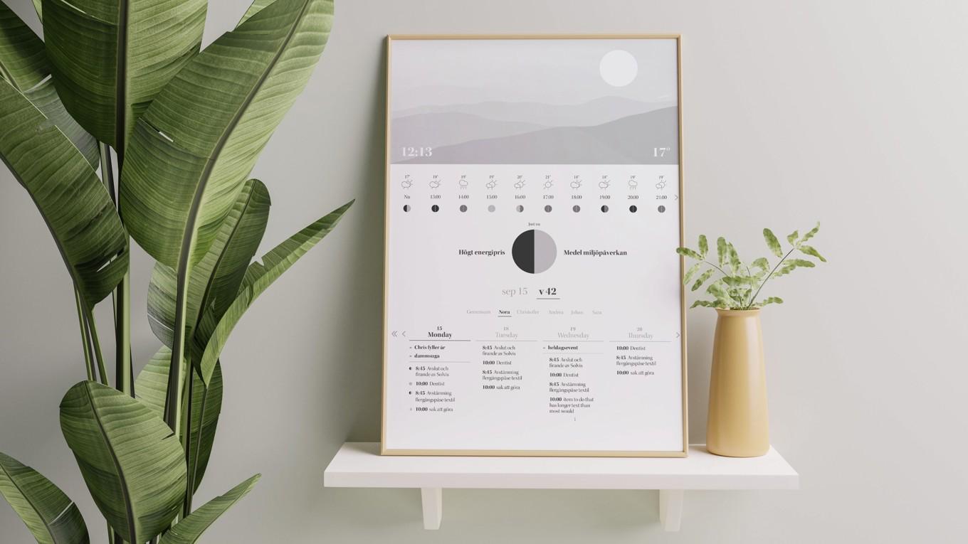 Den digitala kalendern är utformad för att fördela inflytandet över energiförbrukningen i hemmet och hålla förbrukning och kostnader nere.
Foto: Boid