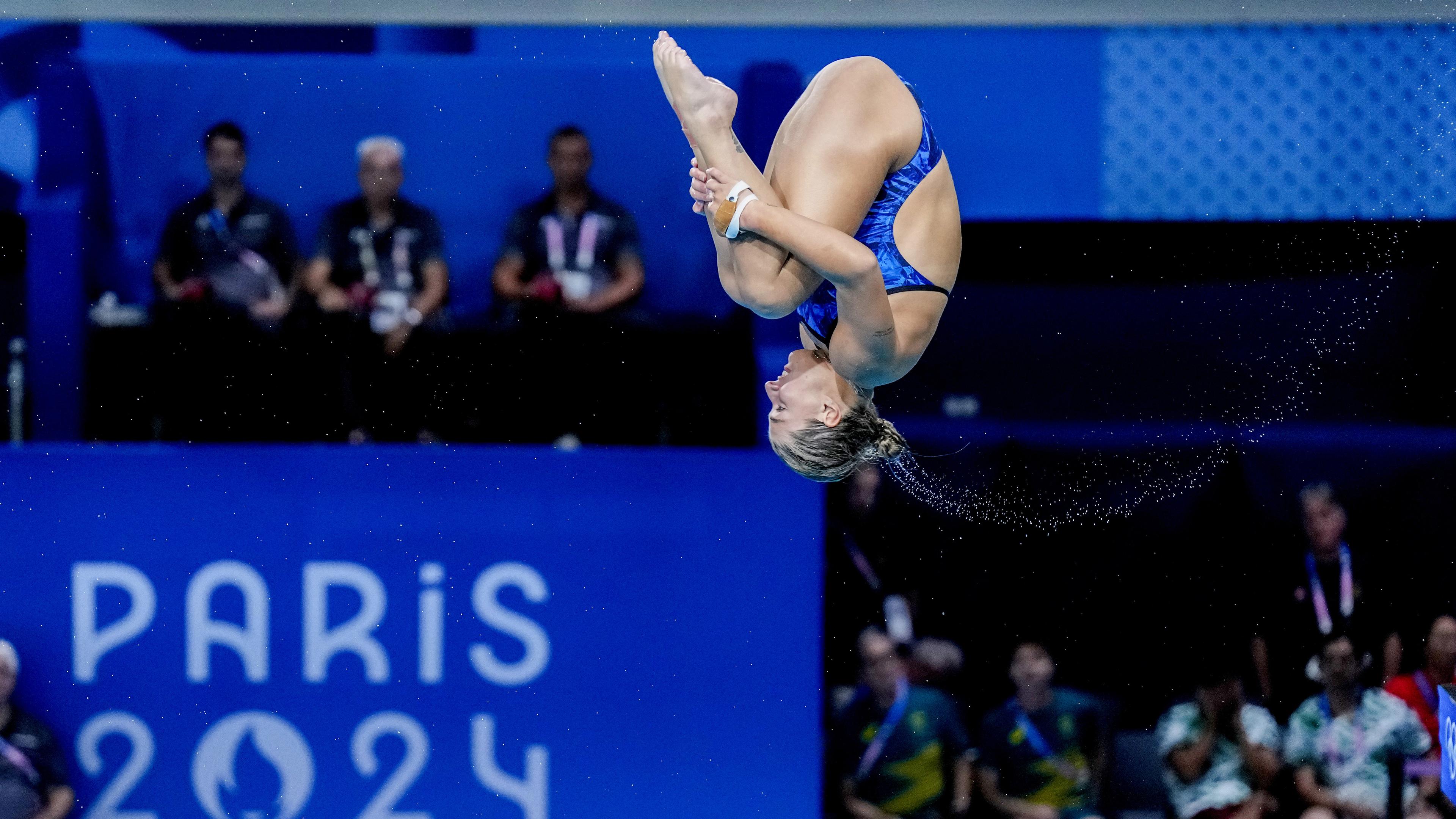 Emilia Nilsson Garip är klar för semifinal i simhopp tre meter. Foto: Fredrik Varfjell/NTB/TT