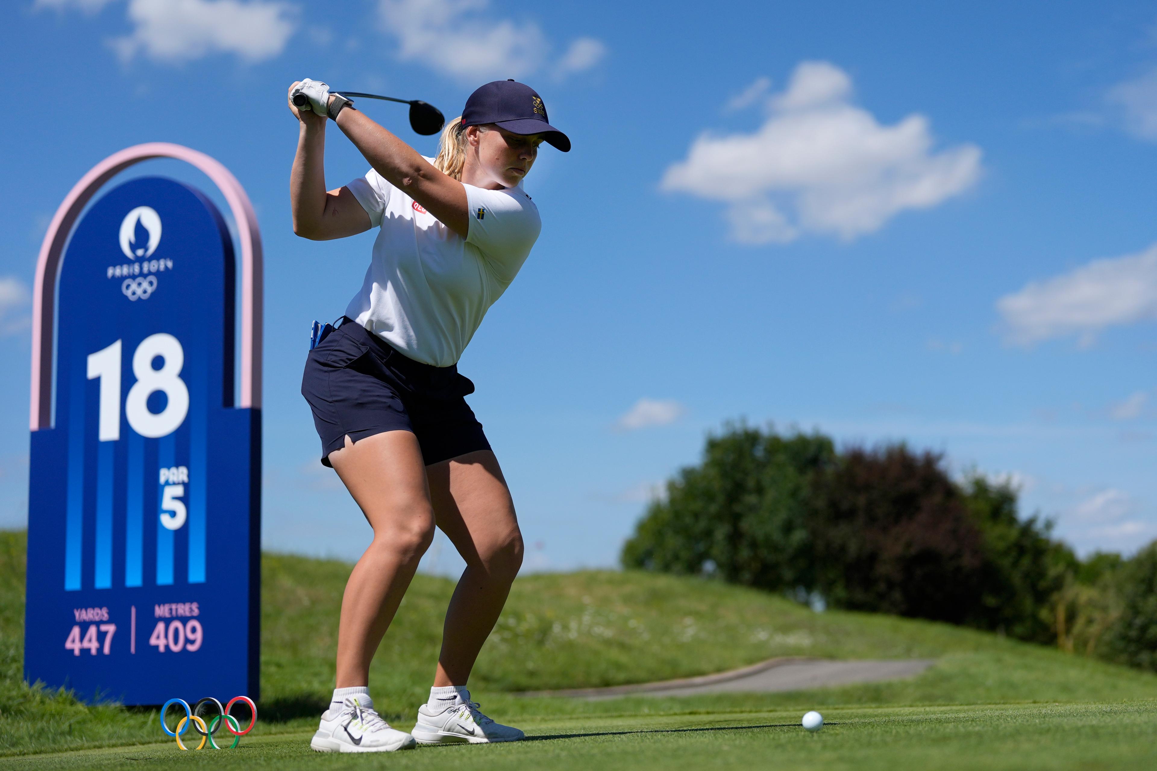 Maja Stark ligger på par efter två dagars spel i golfens OS-turnering på Le Golf National. Foto: George Walker IV/AP/TT