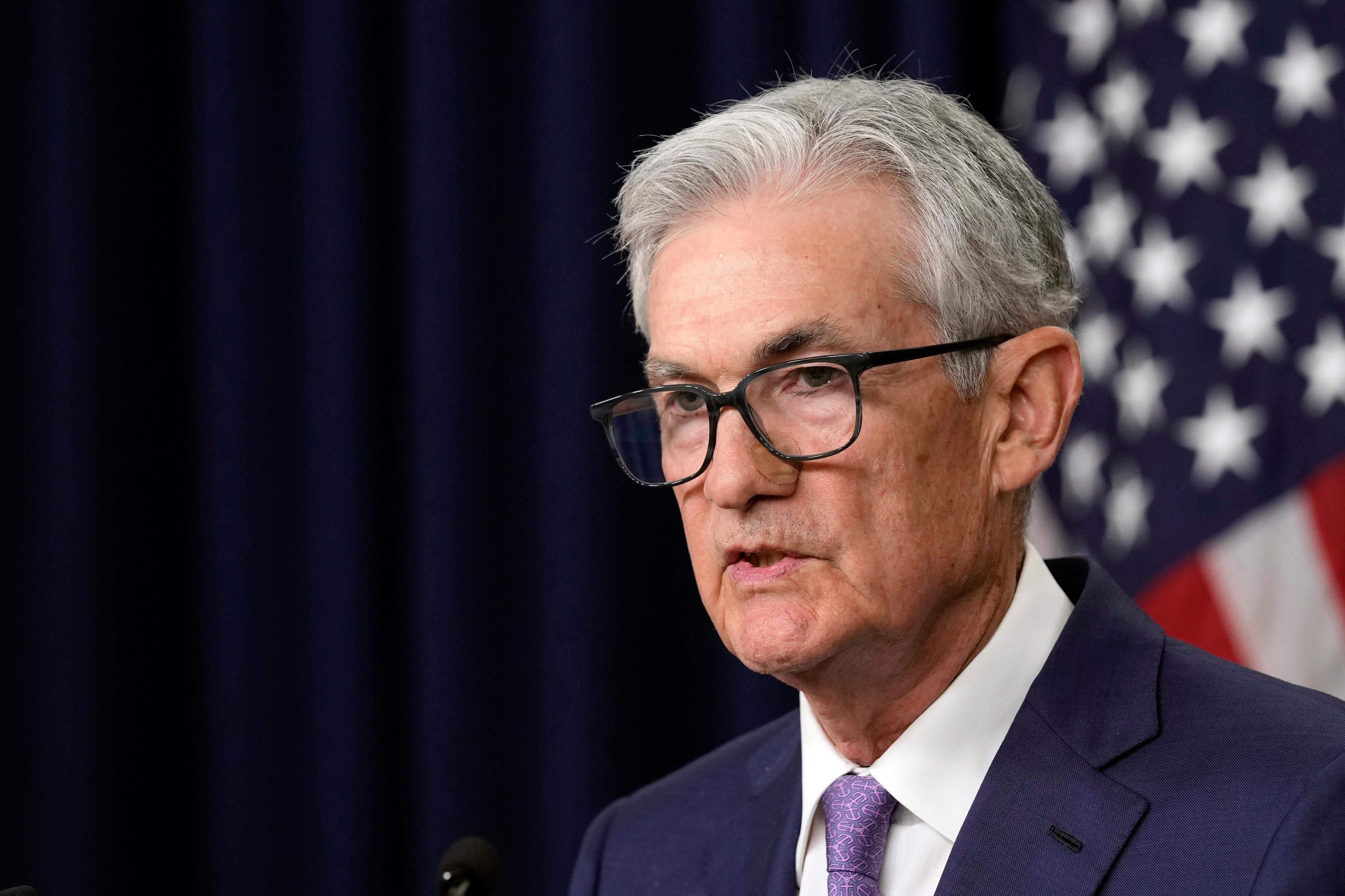 USA:s centralbankschef Jerome Powell håller tal i Jackson Hole. Arkivbild. Foto: Susan Walsh AP/TT