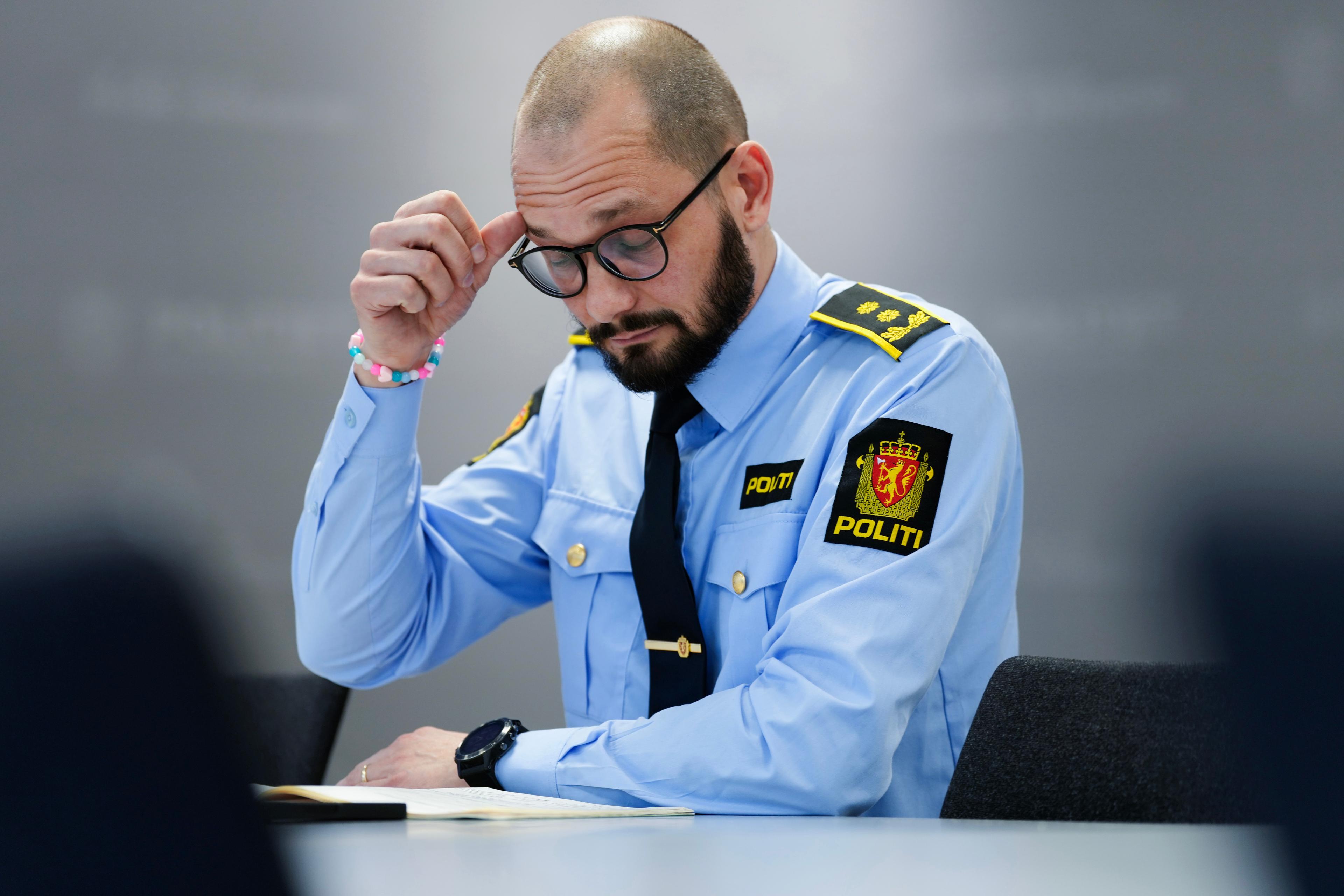 Polis Andreas Kruszewski vid Oslo polisdistrikt, som leder utredningen om Marius Borg Høiby. Foto: Beate Oma Dahle/NTB/TT