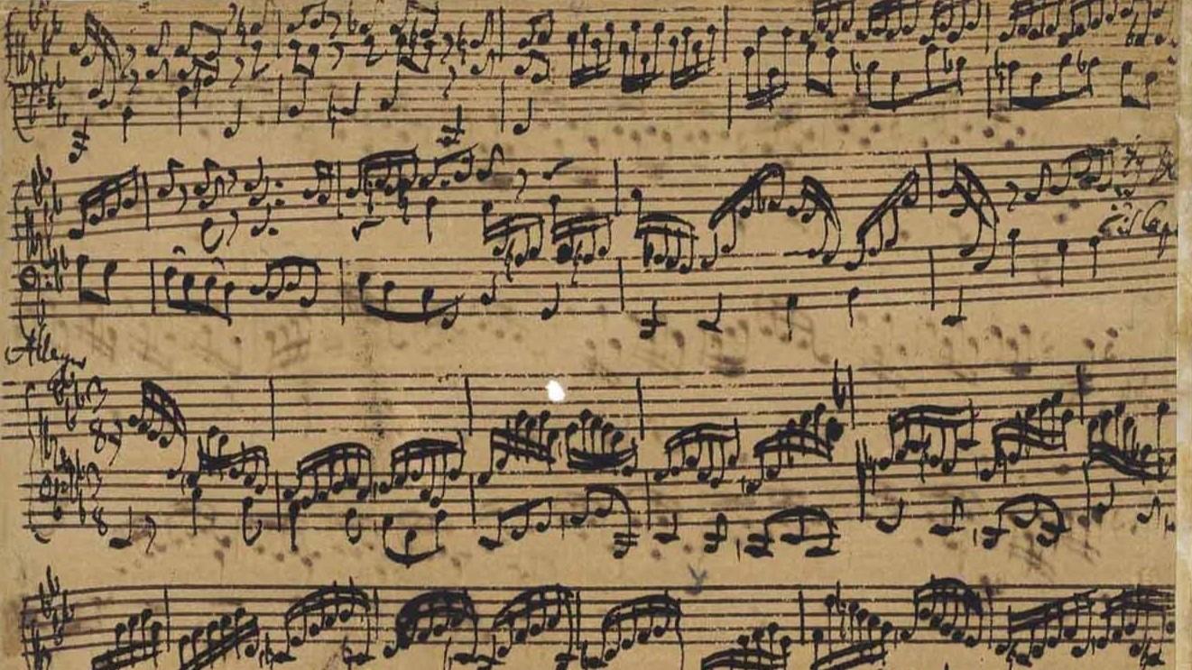 Preludium, fuga och allegro i Ess-dur i Johann Sebastian Bachs handskrivna original. Foto: Public Domain