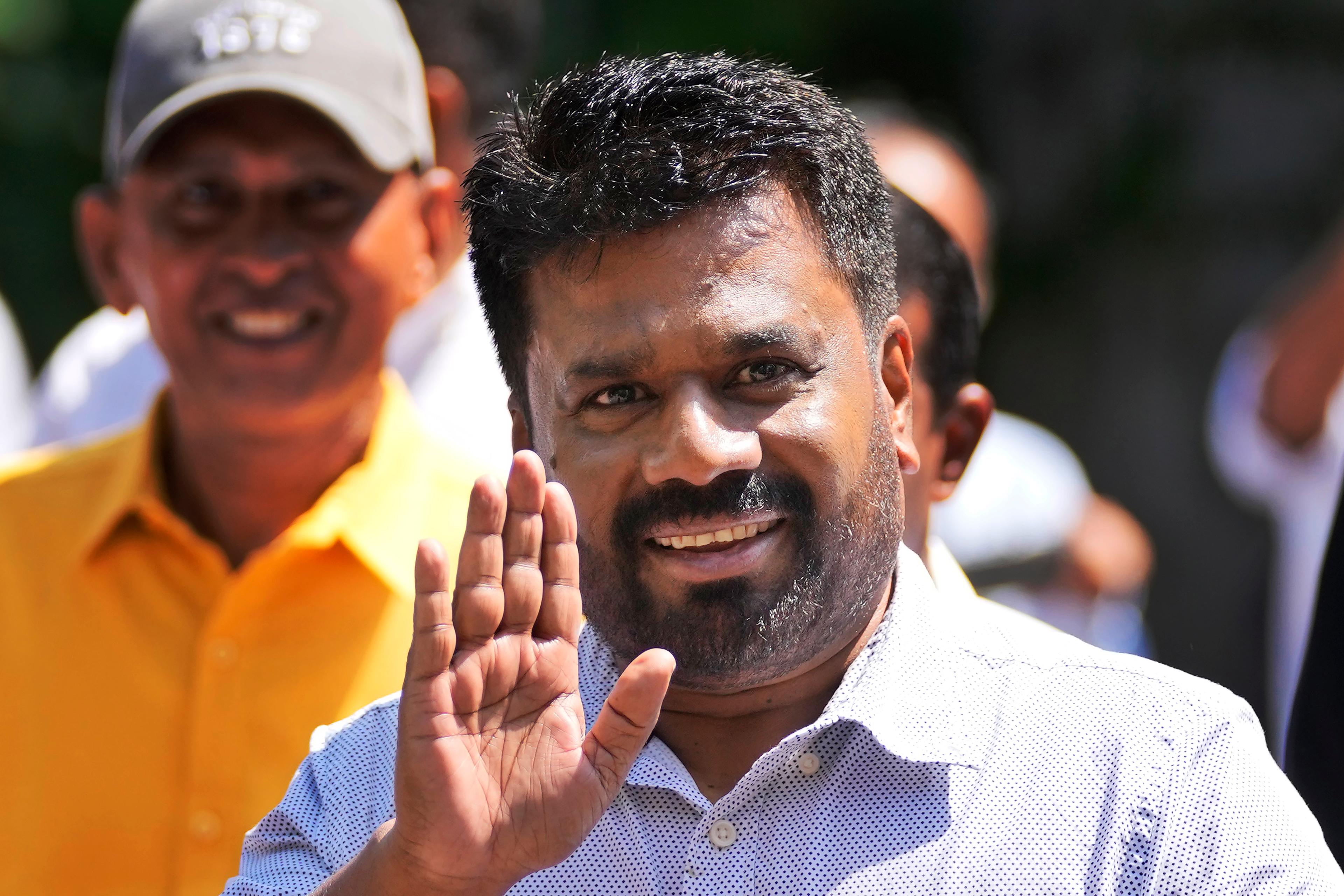 Ledaren för partiets Folkets makt, Anura Kumara Dissanayake, har valts till Sri Lankas nye president. Foto: Eranga Jayawardena/AP/TT