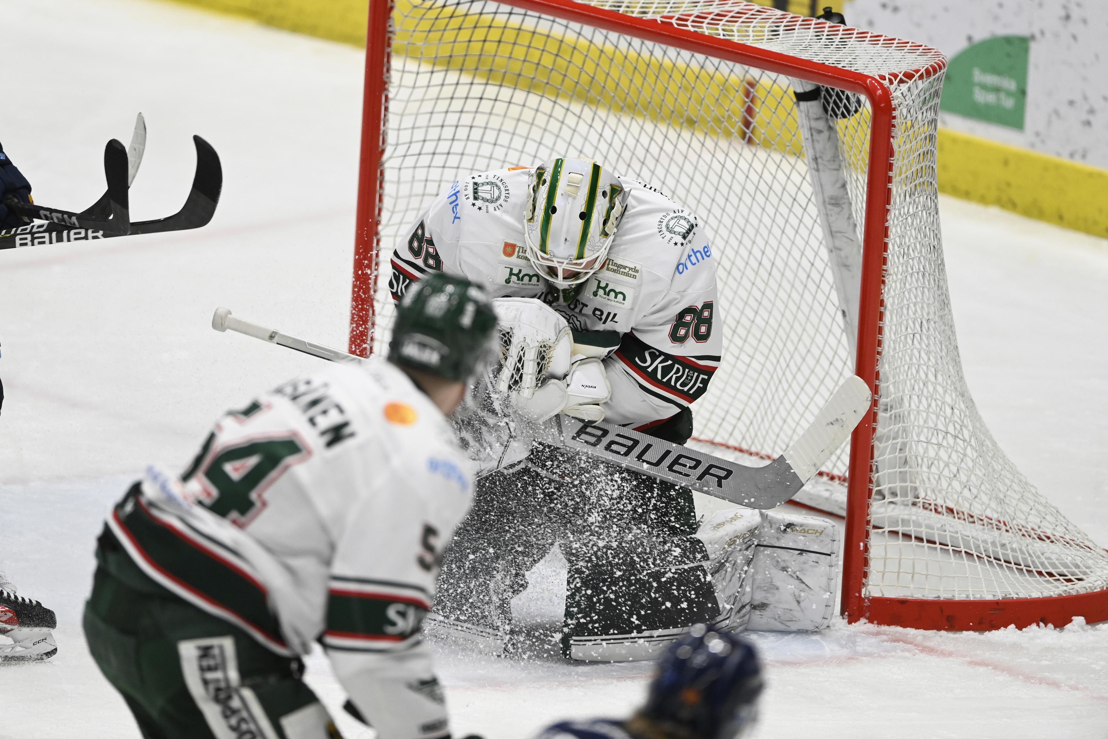 Tingsrydsspelaren Linus Hedman fick en kraftig hjärnskakning i matchen mot Nybro. Arkivbild. Foto: Maja Suslin/TT