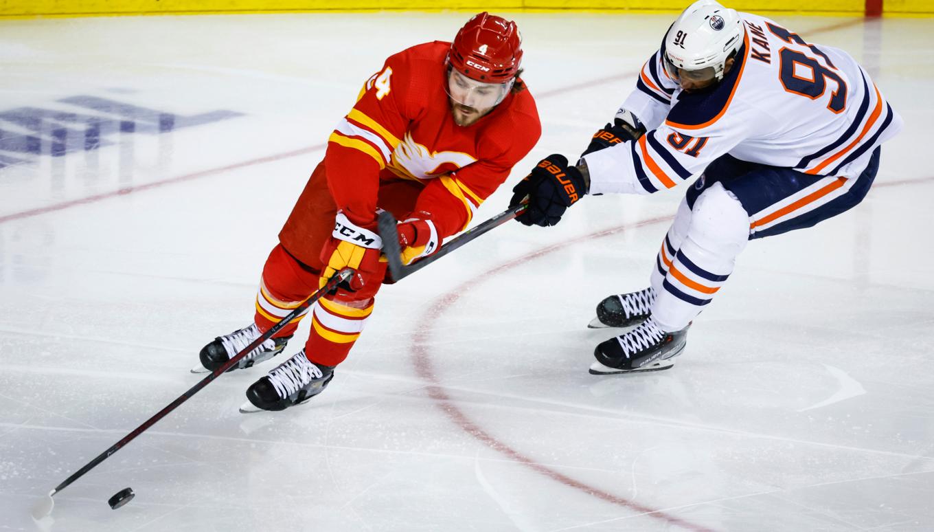 Rasmus Anderssons soloräd till 1–1 var början till Calgarys vändning till 4–1 mot fjolårsfinalisten Edmonton. Arkivbild. Foto: Jeff McIntosh/AP/TT