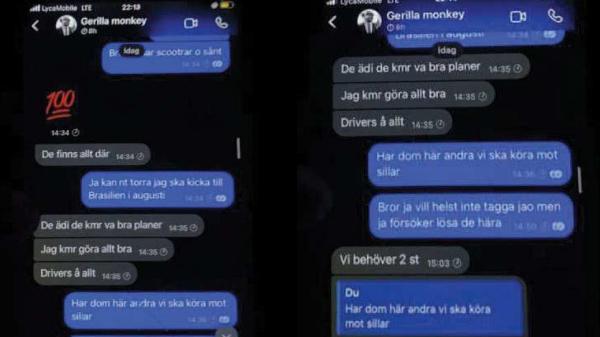 Chattar mellan "Gerilla Monkey" och 16-åringen. "Jag vill helst inte", skriver 16-åringen. Foto: Polisen