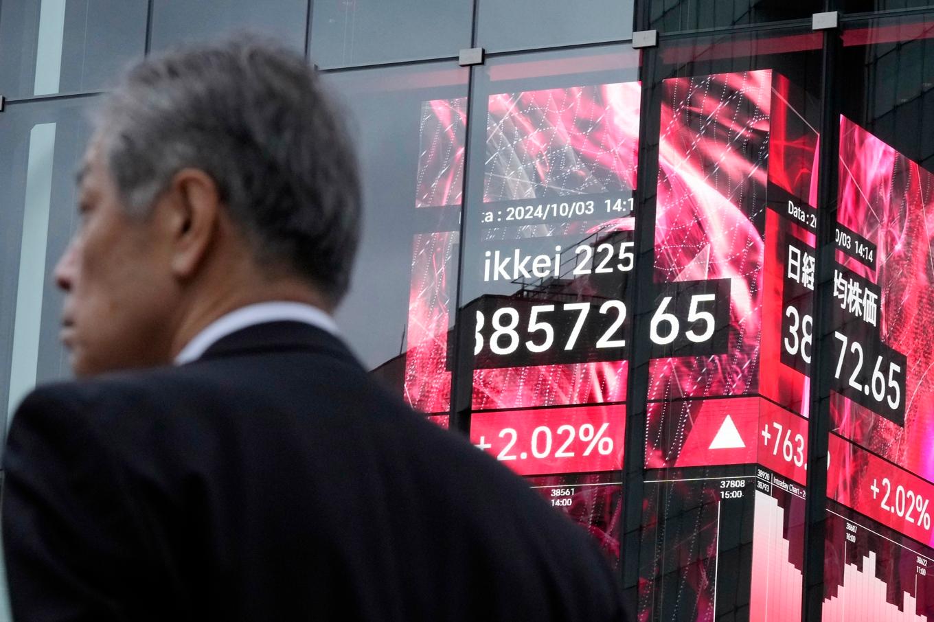 Tokyobörsen blickar uppåt. Arkivbild. Foto: Eugene Hoshiko/AP/TT