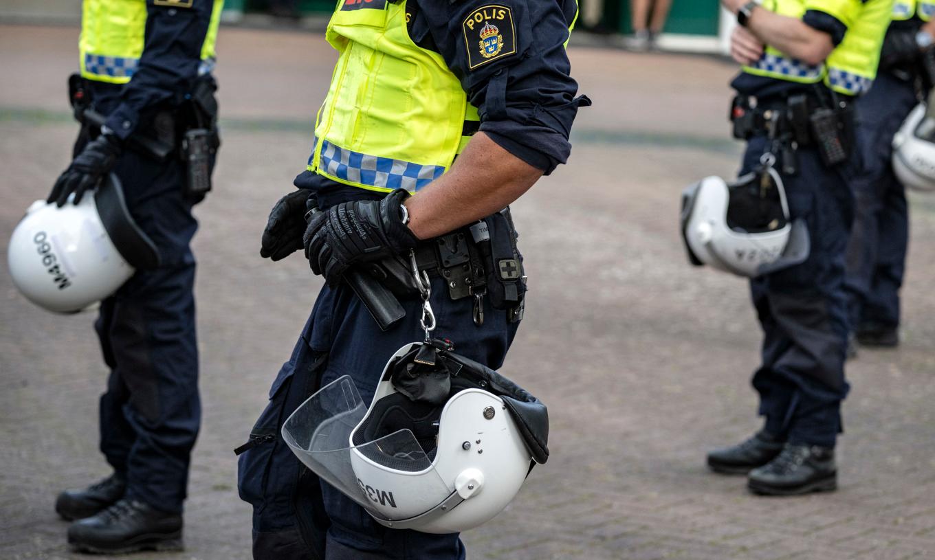 Polis på plats vid en allmän sammankomst i Malmö. Arkivbild. Foto: Johan Nilsson/TT