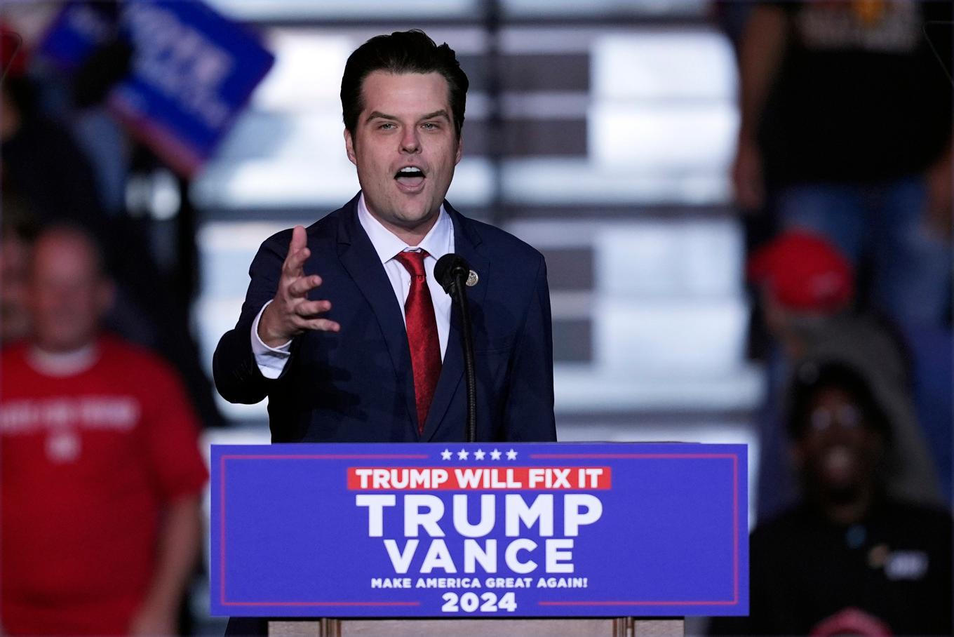 Trump vill se Matt Gaetz som justitieminister. Arkivbild. Foto: Evan Vucci/AP/TT